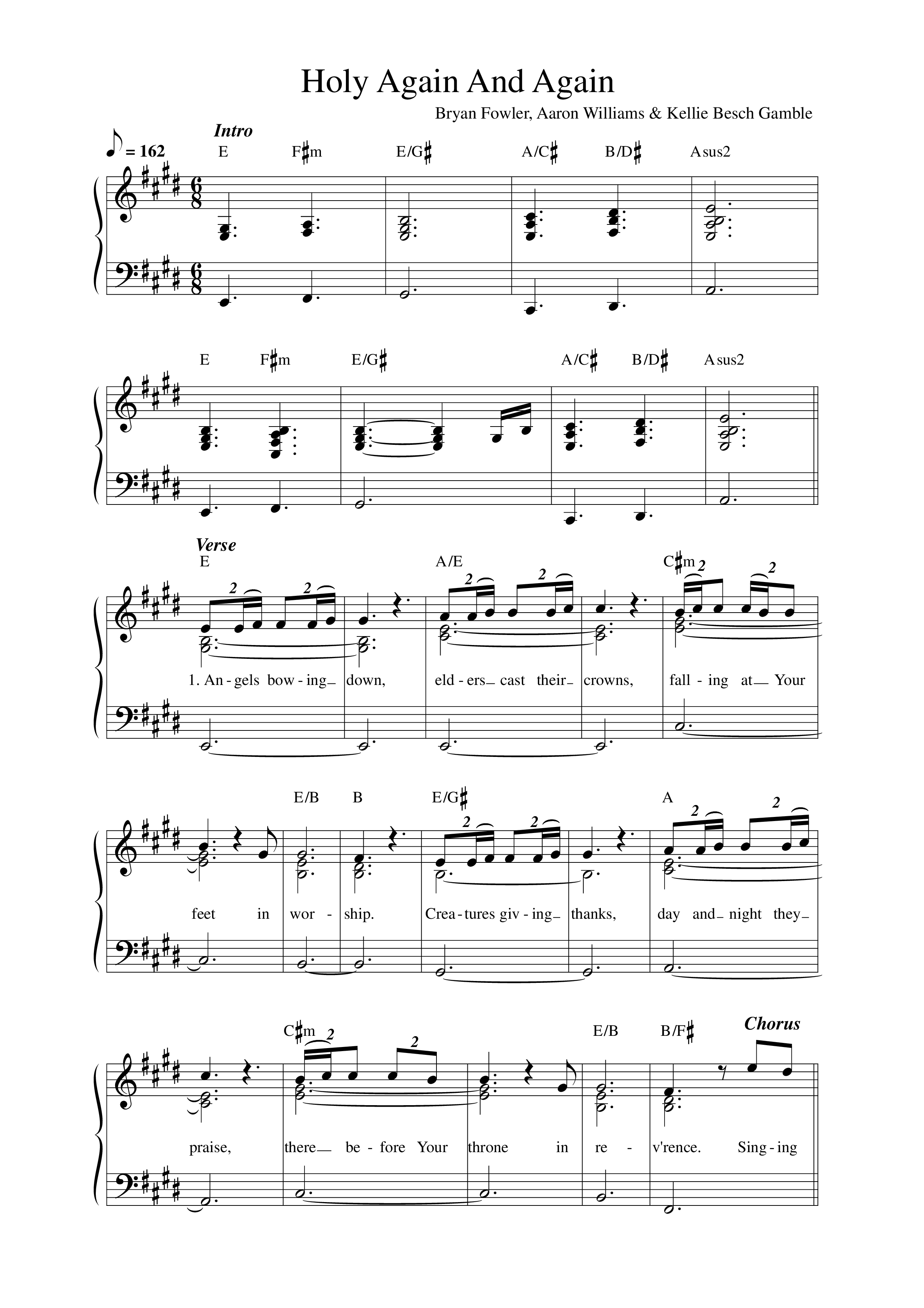 Holy Again And Again Lead Sheet Melody (Aaron Williams)