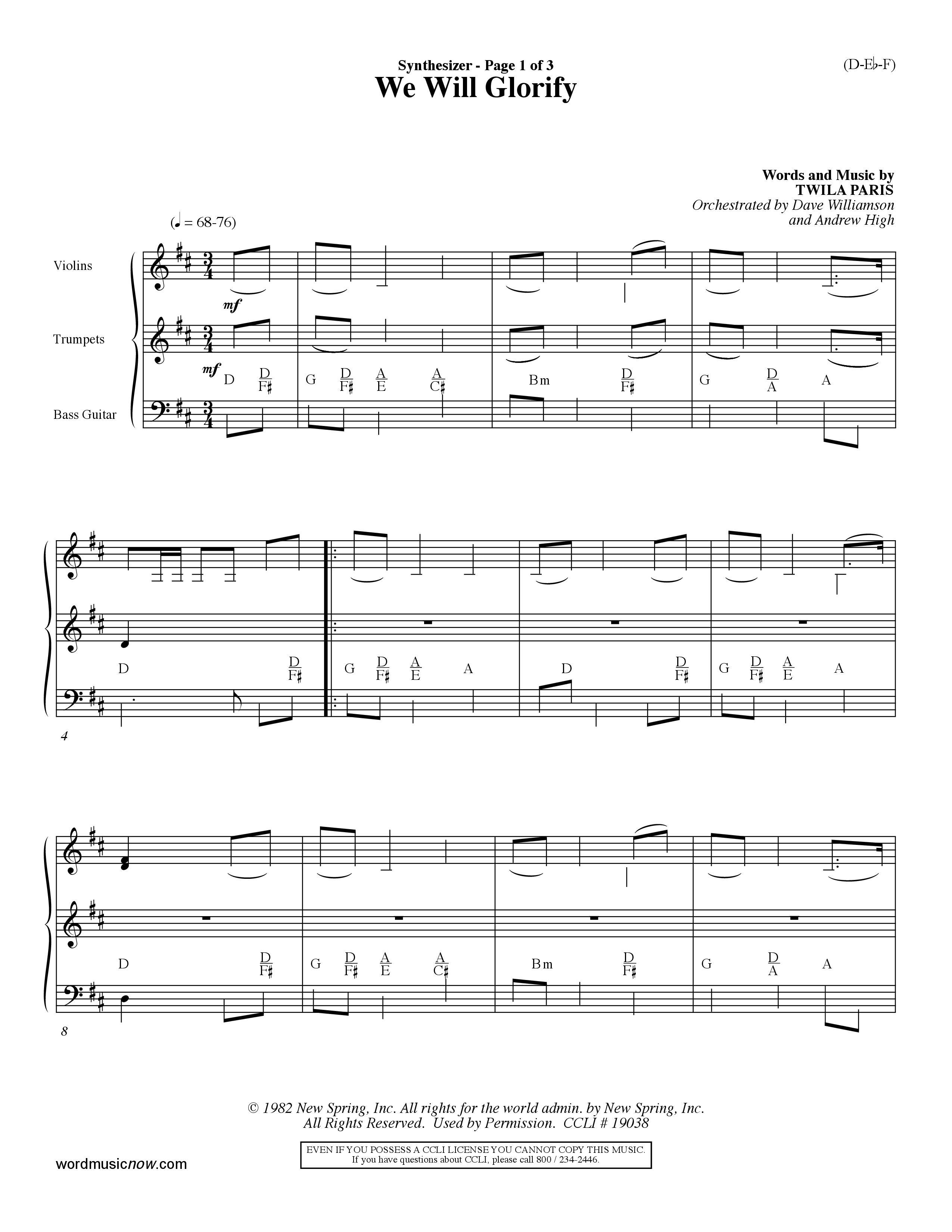 We Will Glorify (Choral Anthem SATB) Synth (Word Music Choral / Orch. Dave Williamson / Orch. Andrew High)