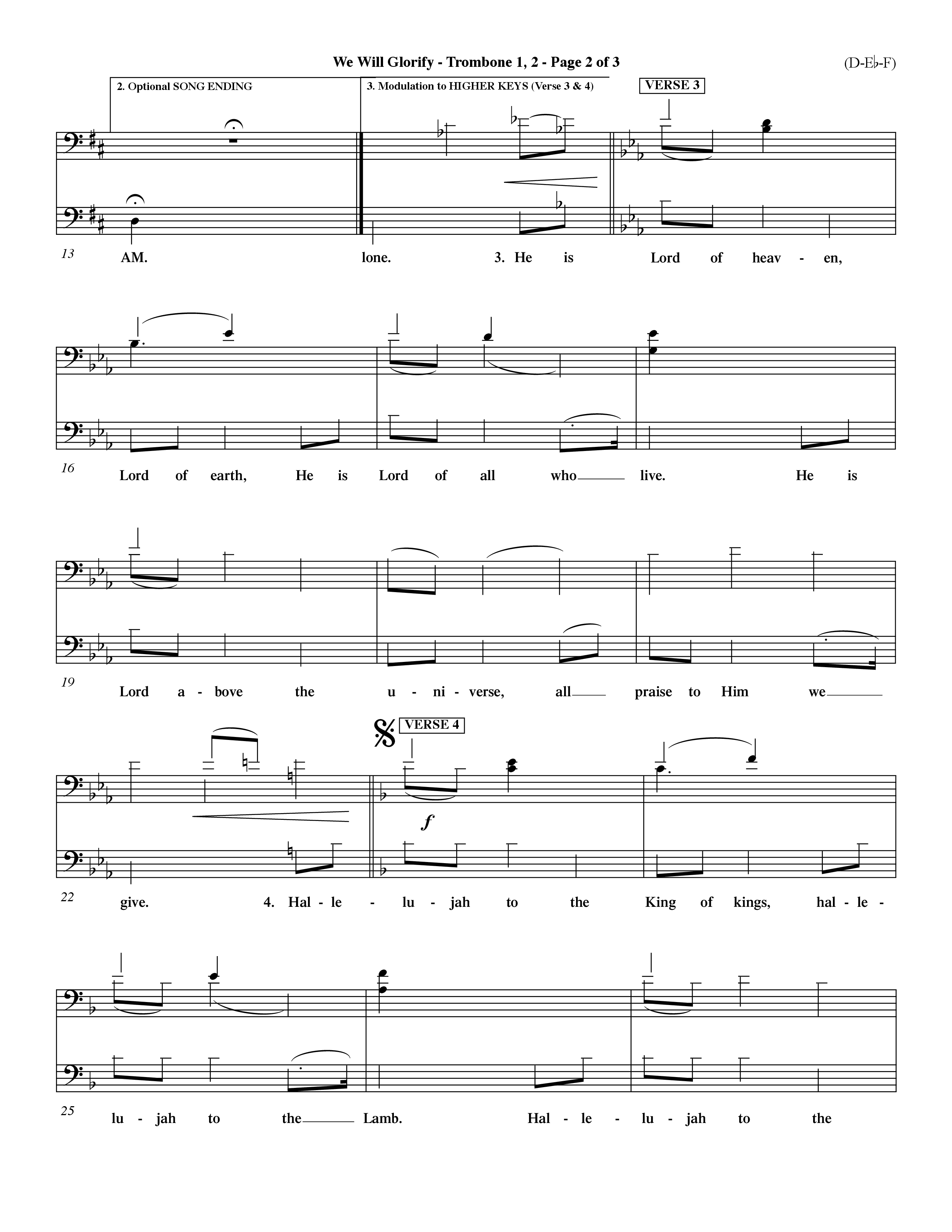 We Will Glorify (Choral Anthem SATB) Trombone 1/2 (Word Music Choral / Orch. Dave Williamson / Orch. Andrew High)