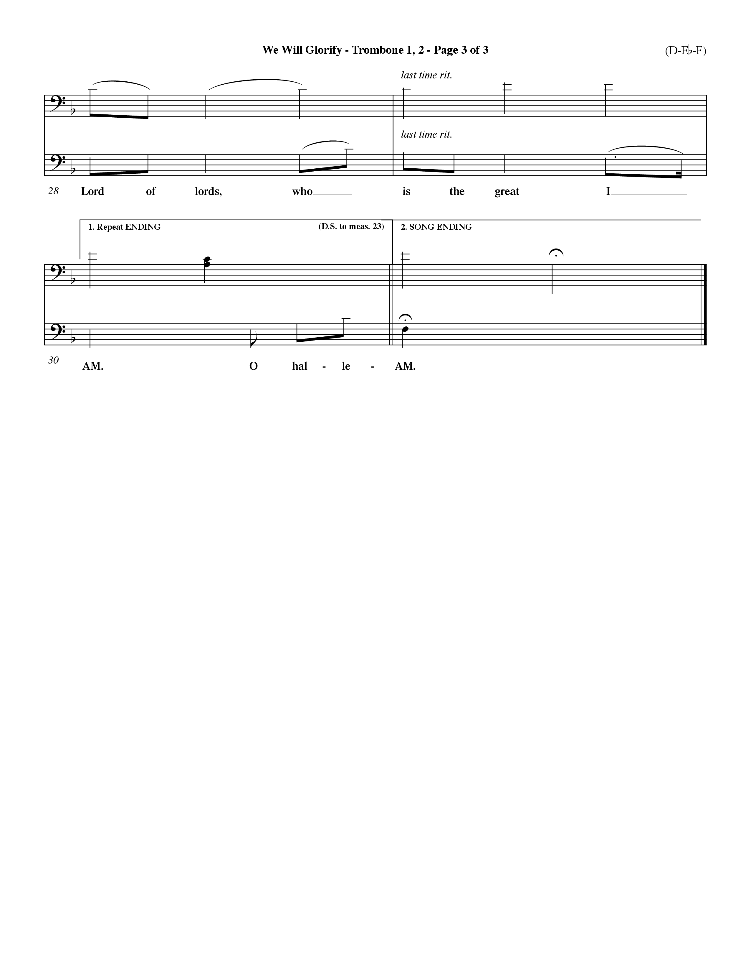 We Will Glorify (Choral Anthem SATB) Trombone 1/2 (Word Music Choral / Orch. Dave Williamson / Orch. Andrew High)