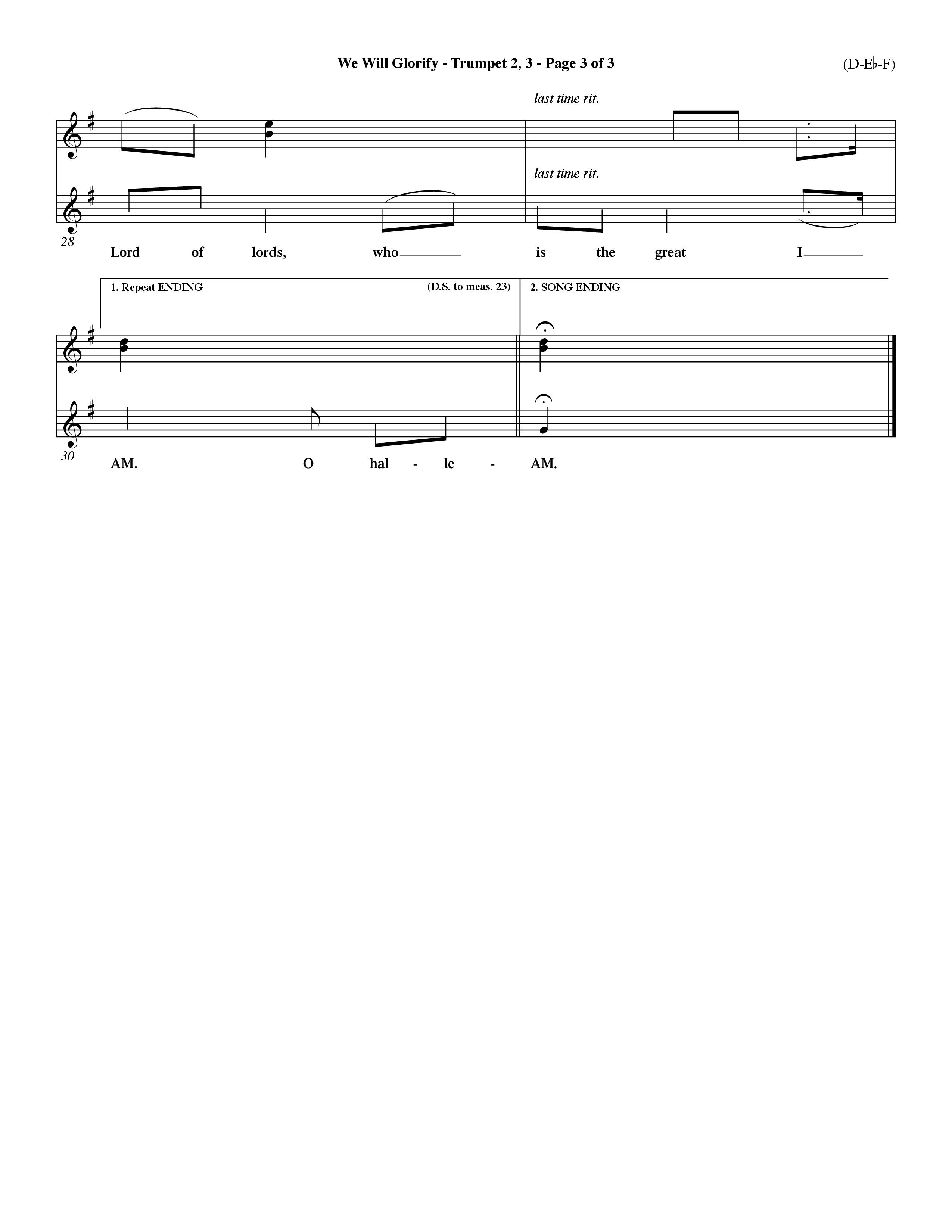 We Will Glorify (Choral Anthem SATB) Trumpet 2/3 (Word Music Choral / Orch. Dave Williamson / Orch. Andrew High)