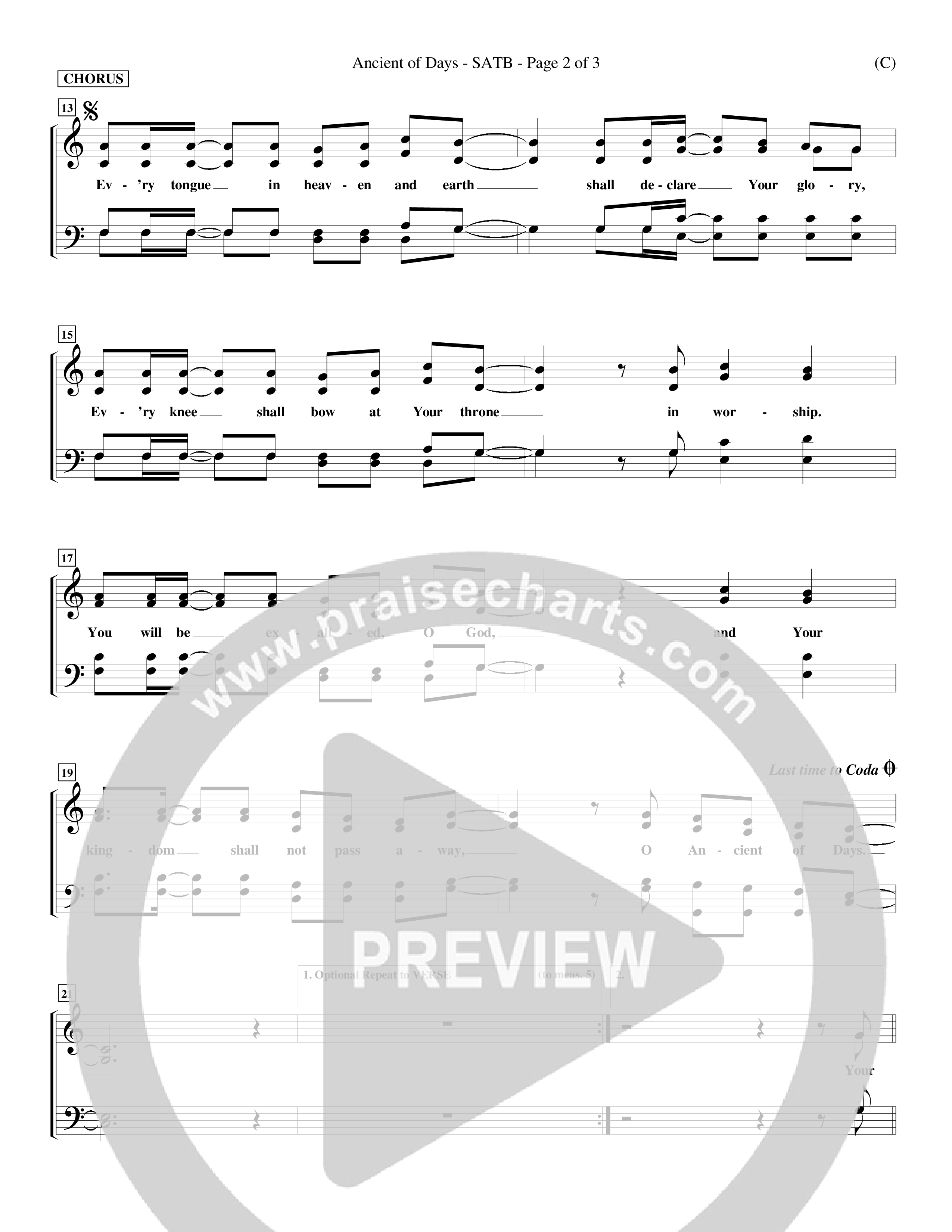 Ancient Of Days (Choral Anthem SATB) Choir Sheet (SATB) (Word Music Choral / Orch. Dave Williamson)