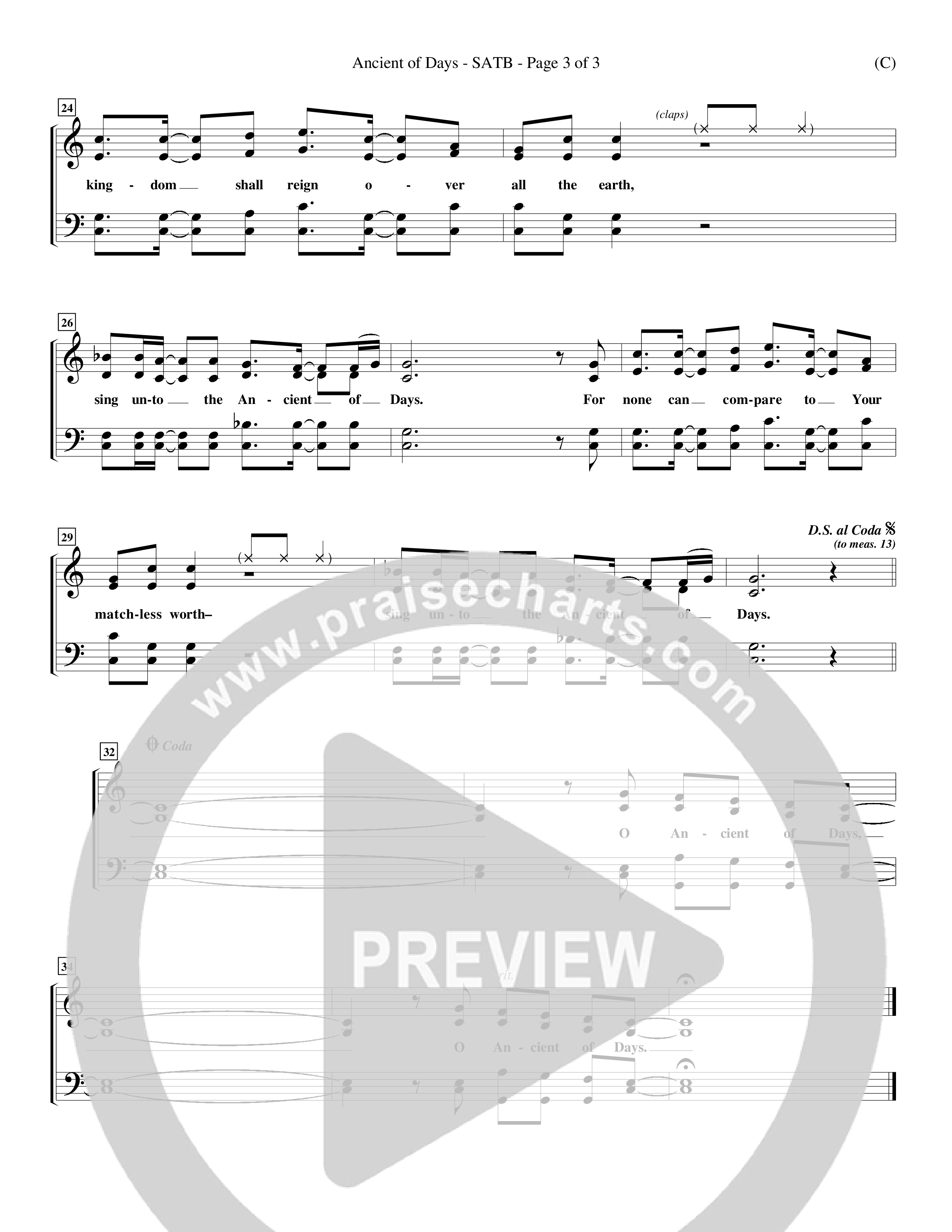 Ancient Of Days (Choral Anthem SATB) Choir Sheet (SATB) (Word Music Choral / Orch. Dave Williamson)