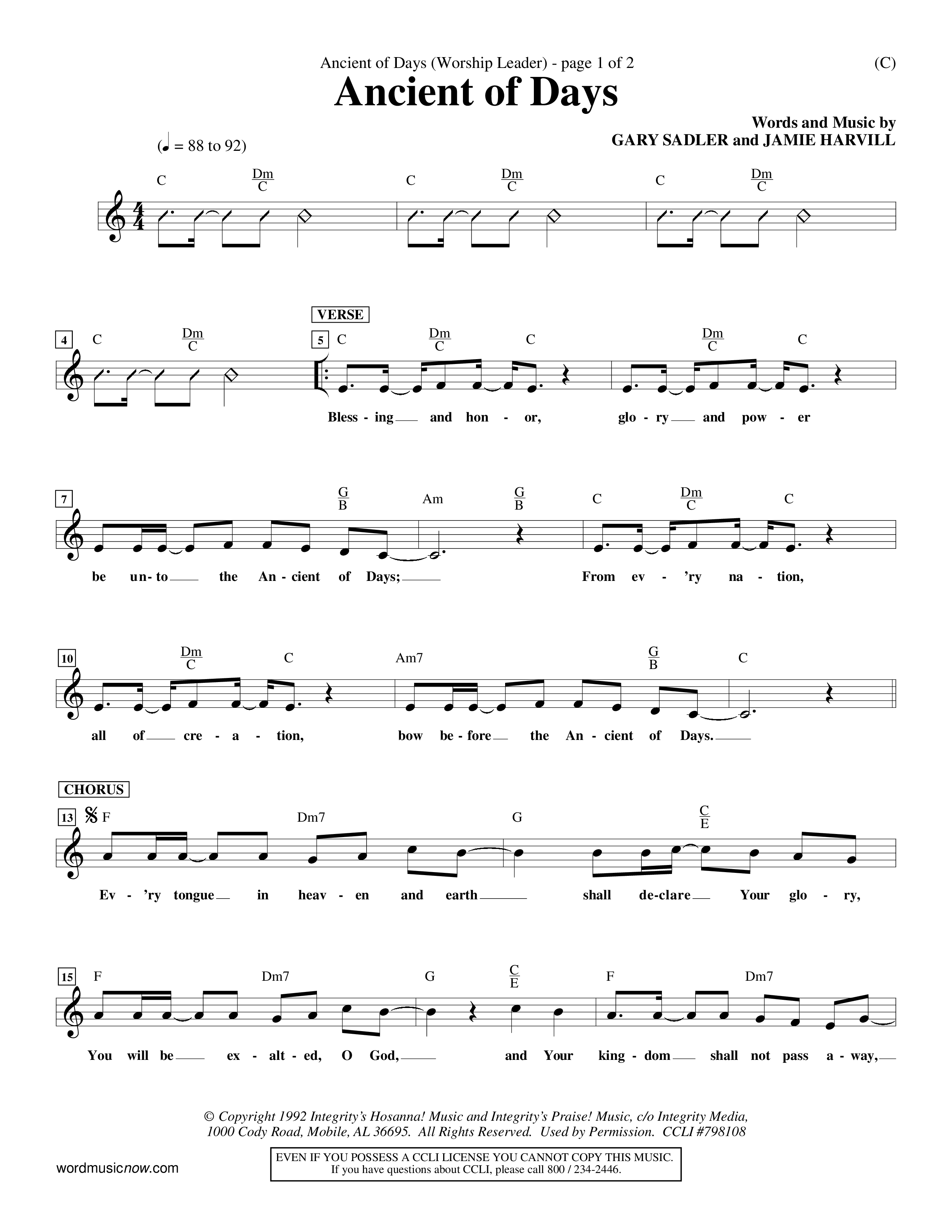 Ancient Of Days (Choral Anthem SATB) Rhythm Pack (Word Music Choral / Orch. Dave Williamson)
