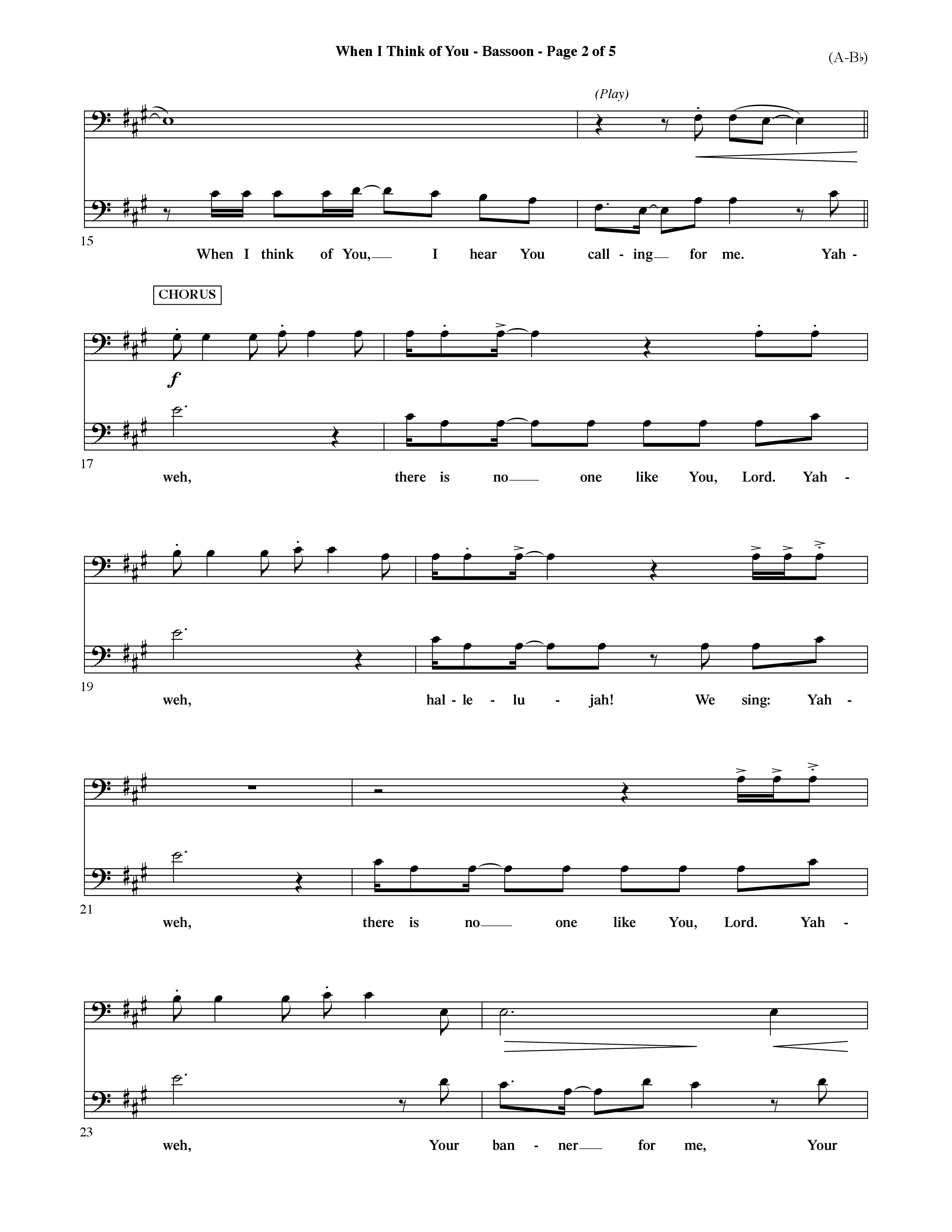When I Think Of You (Choral Anthem SATB) Bassoon (Word Music Choral / Orch. David Shipps)