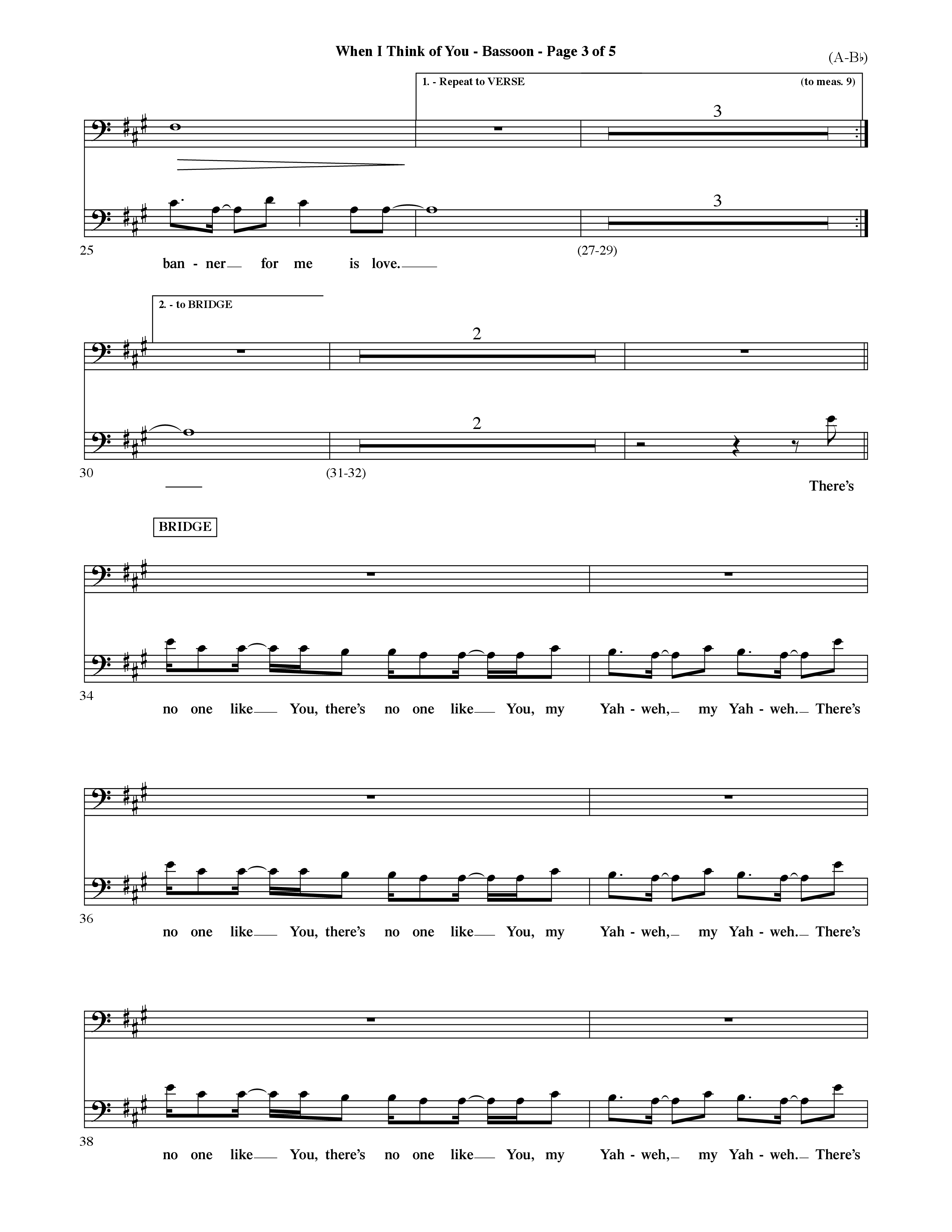 When I Think Of You (Choral Anthem SATB) Bassoon (Word Music Choral / Orch. David Shipps)