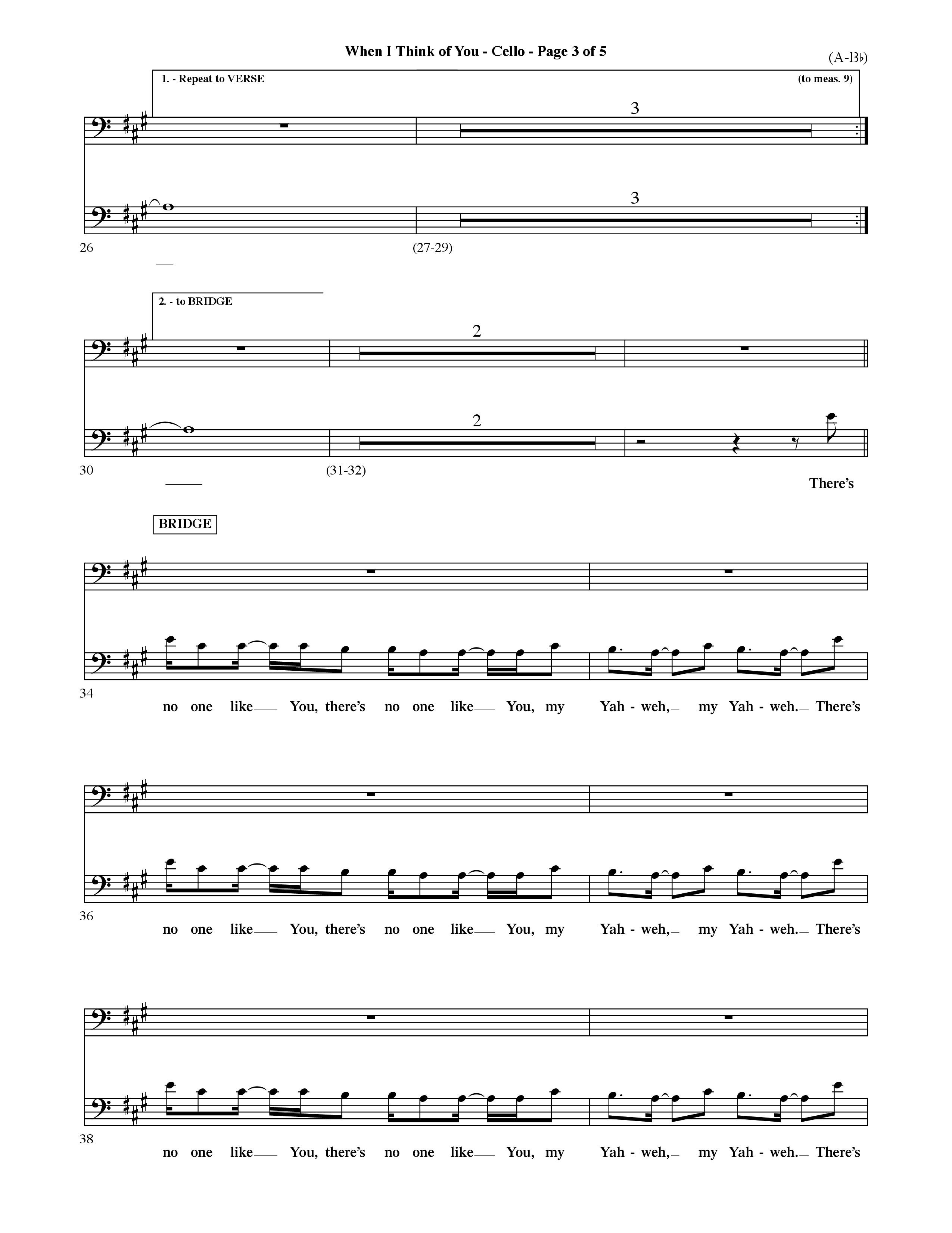 When I Think Of You (Choral Anthem SATB) Cello (Word Music Choral / Orch. David Shipps)