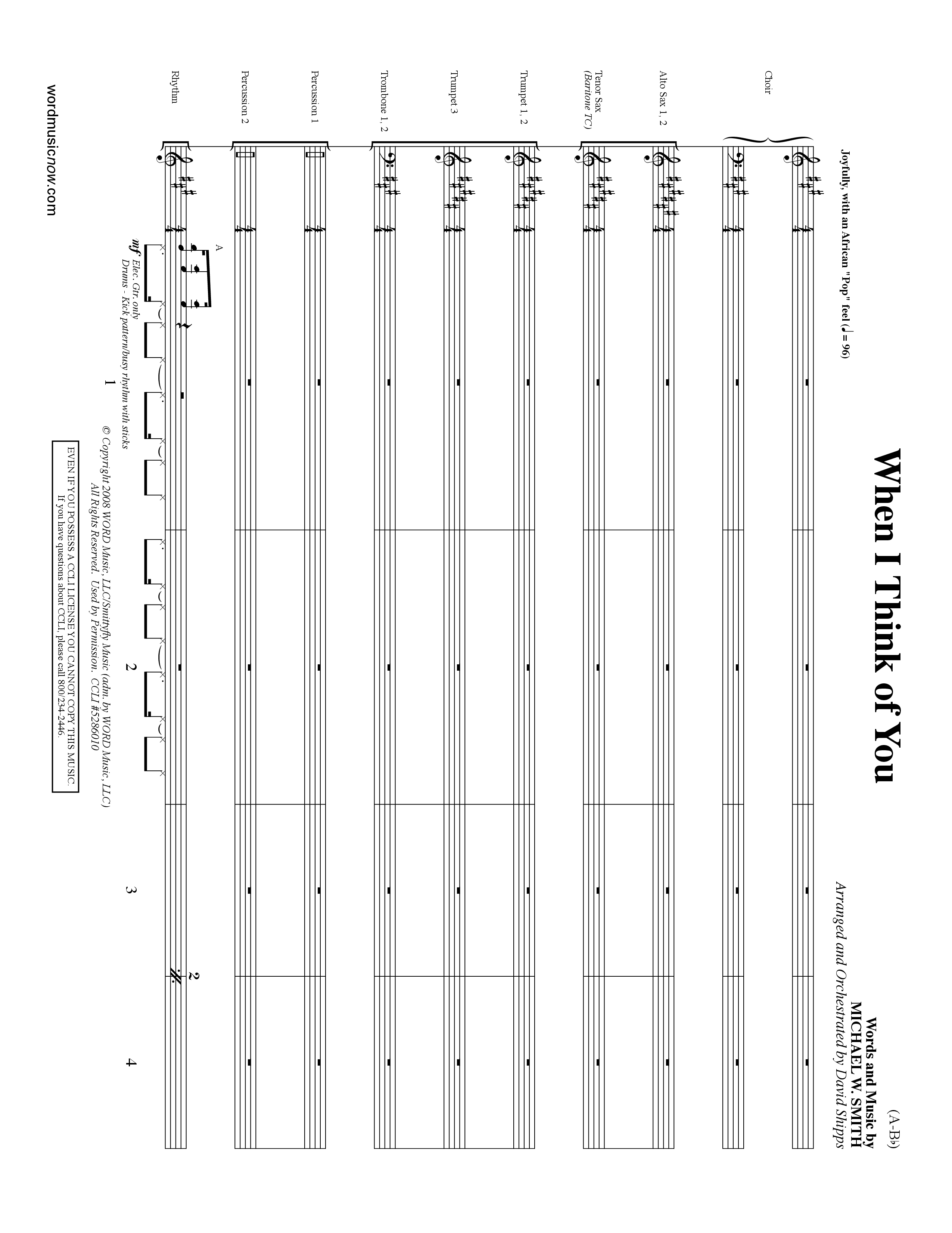 When I Think Of You (Choral Anthem SATB) Conductor's Score (Word Music Choral / Orch. David Shipps)