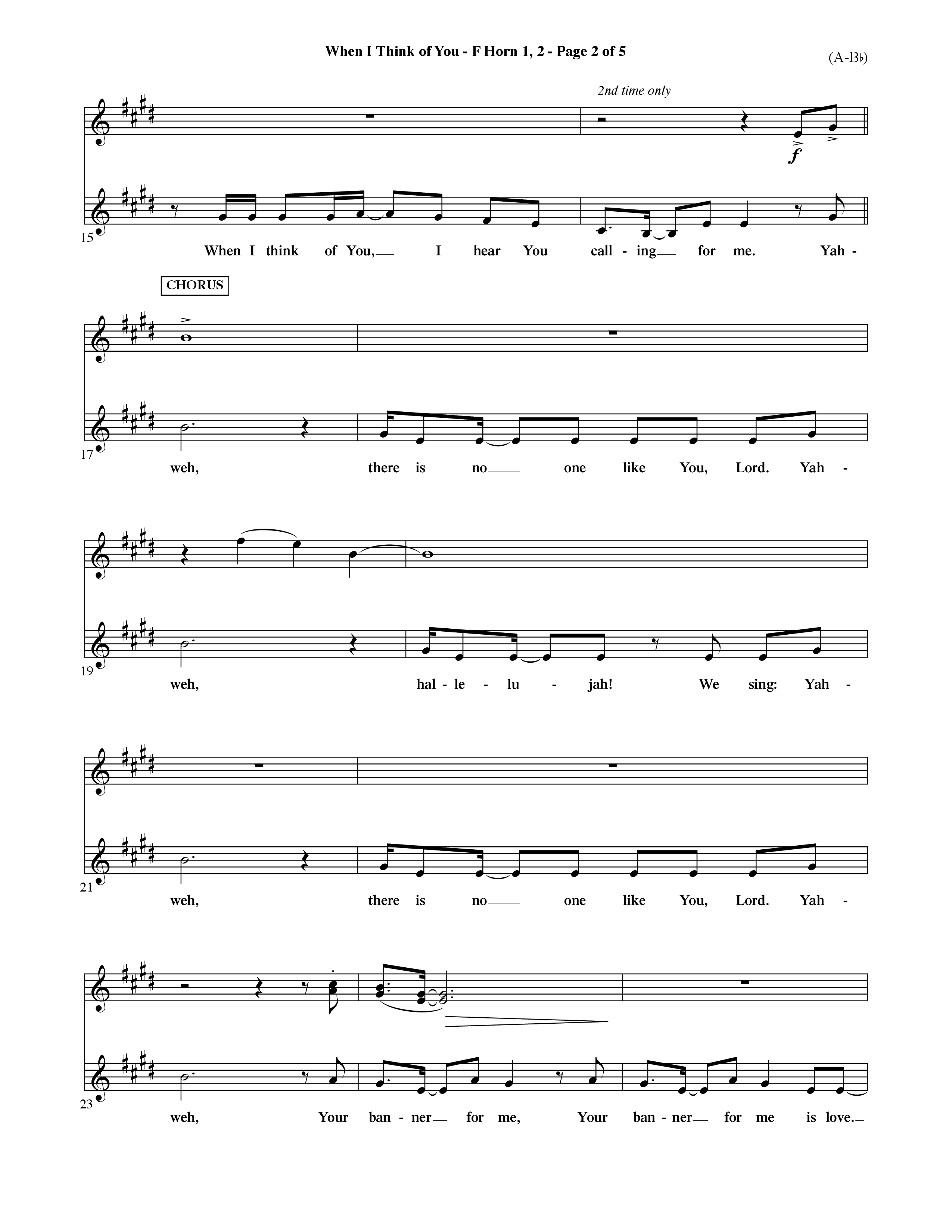 When I Think Of You (Choral Anthem SATB) French Horn (Word Music Choral / Orch. David Shipps)
