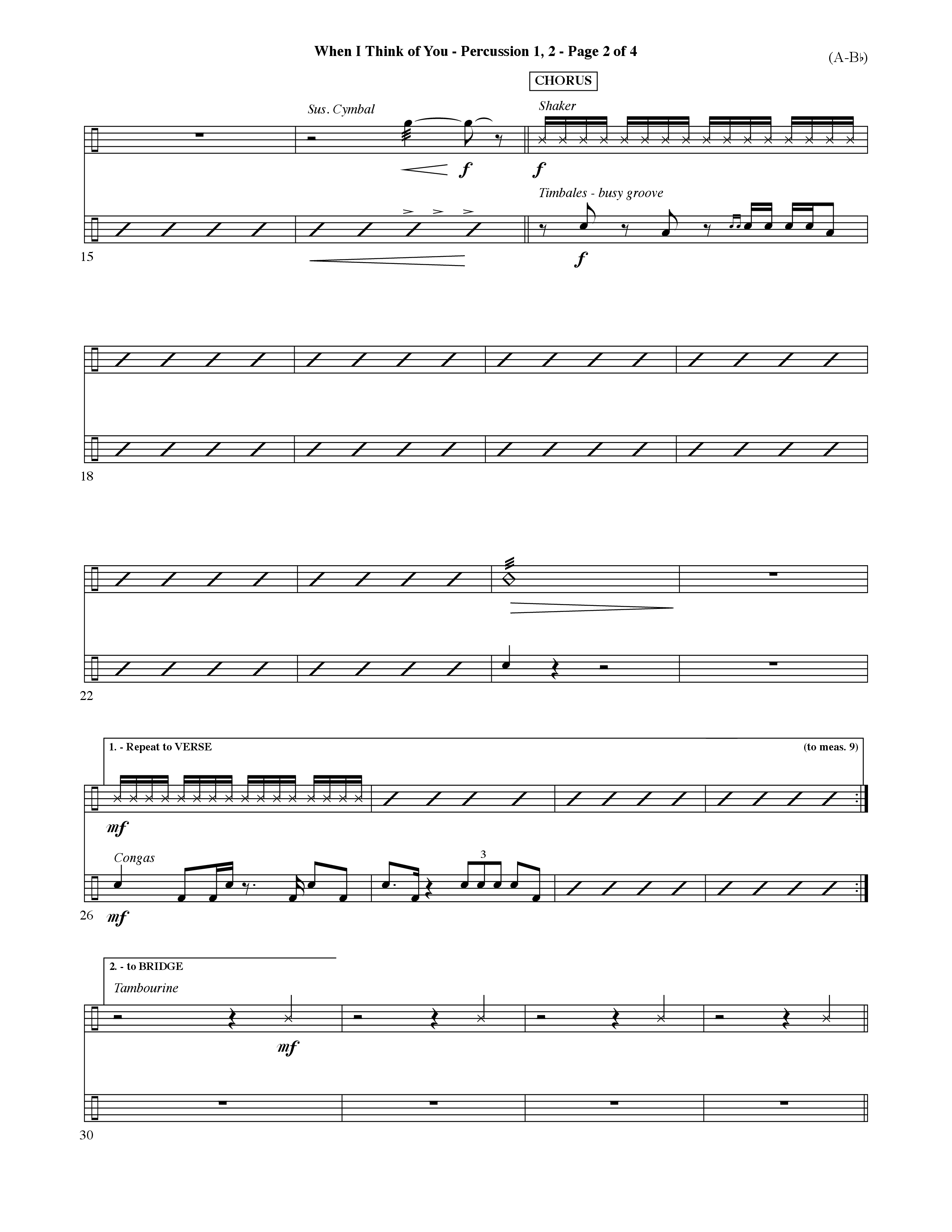 When I Think Of You (Choral Anthem SATB) Percussion 1/2 (Word Music Choral / Orch. David Shipps)