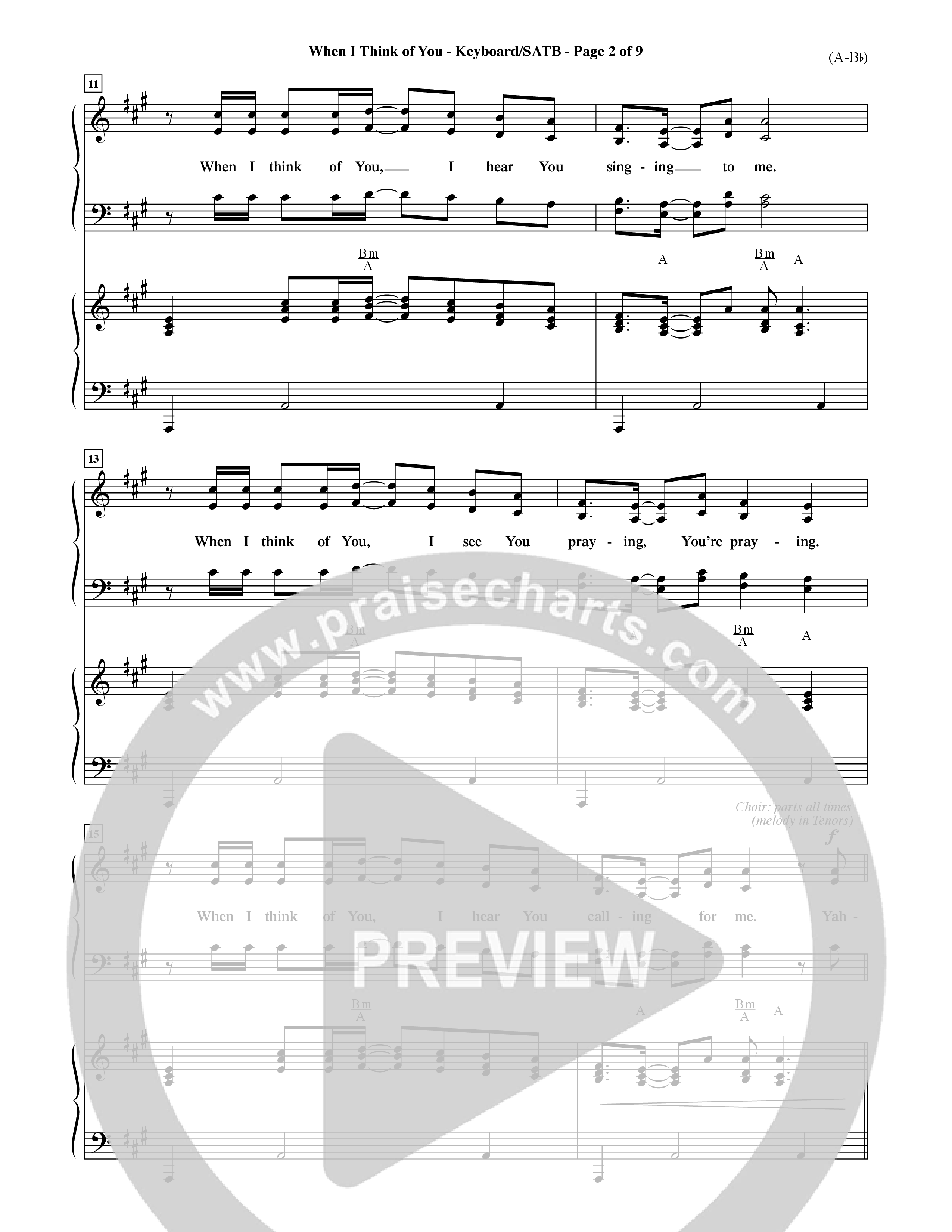 When I Think Of You (Choral Anthem SATB) Keyboard/Vocal (SATB) (Word Music Choral / Orch. David Shipps)