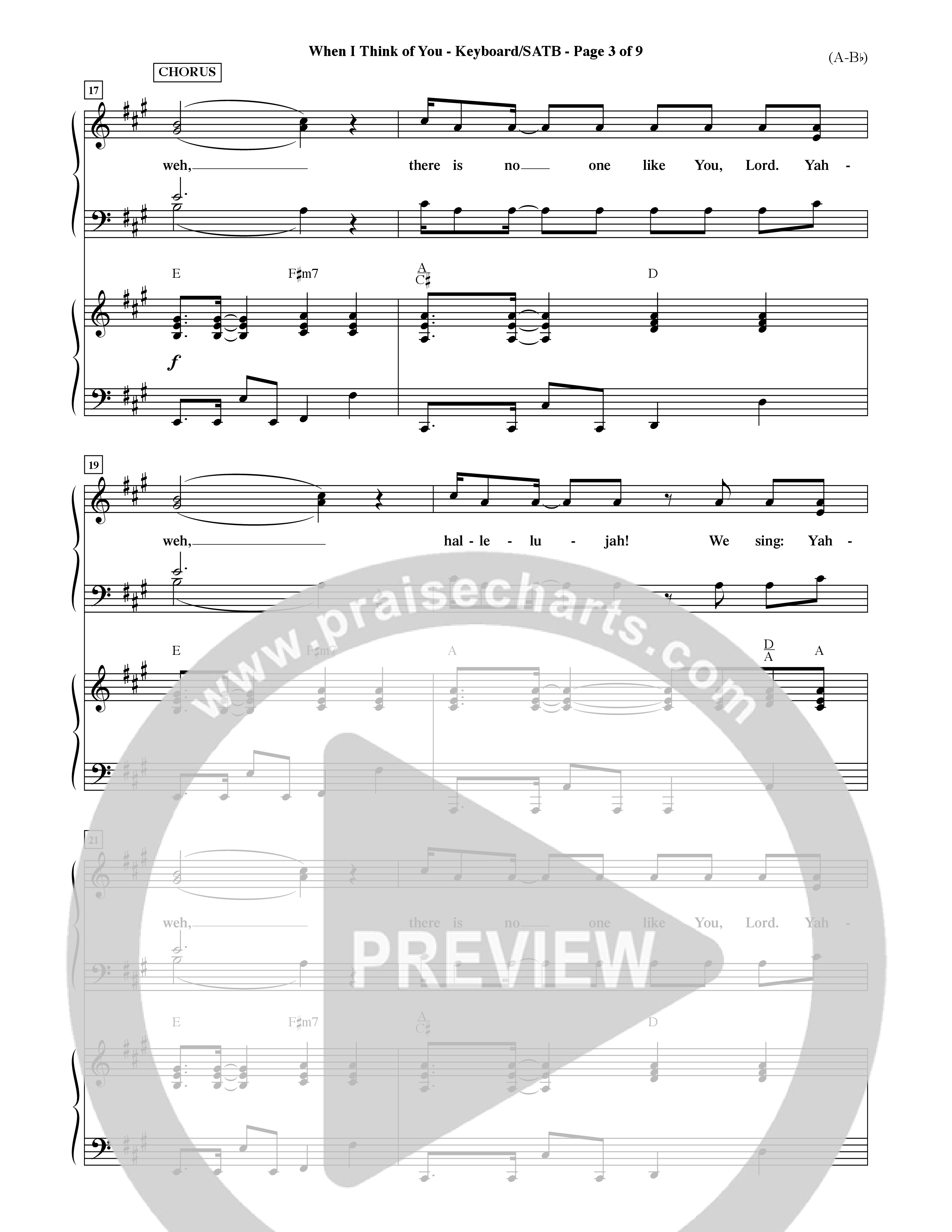 When I Think Of You (Choral Anthem SATB) Keyboard/Vocal (SATB) (Word Music Choral / Orch. David Shipps)
