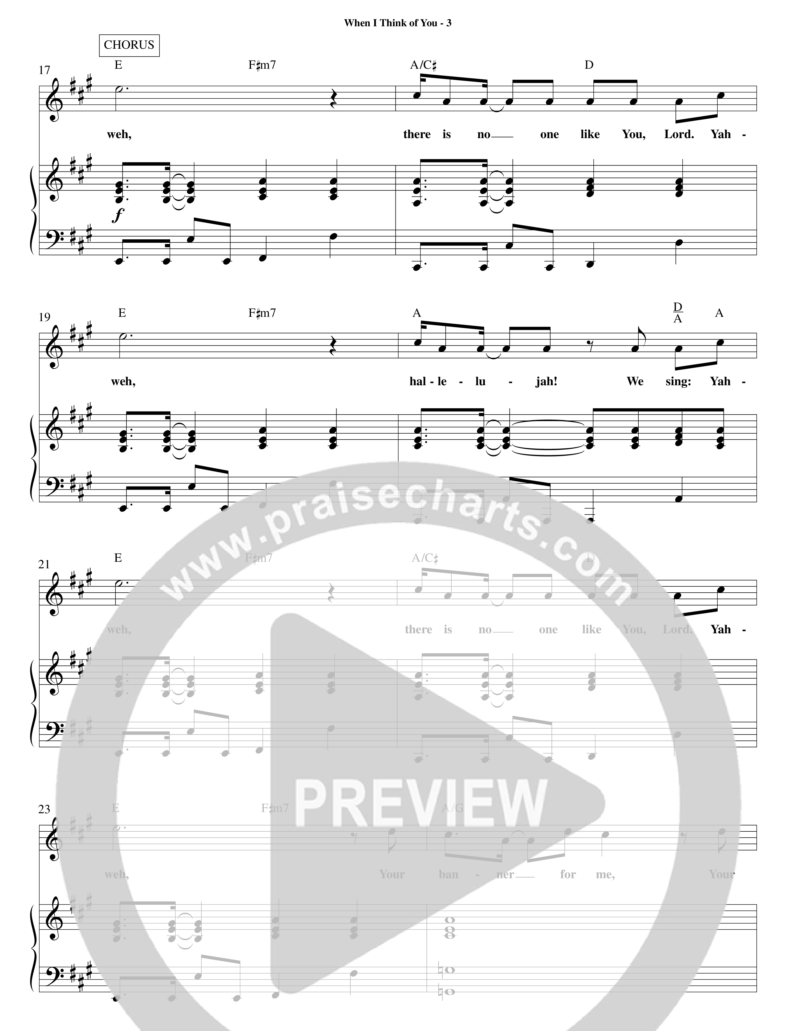 When I Think Of You (Choral Anthem SATB) Piano/Vocal (Melody) (Word Music Choral / Orch. David Shipps)