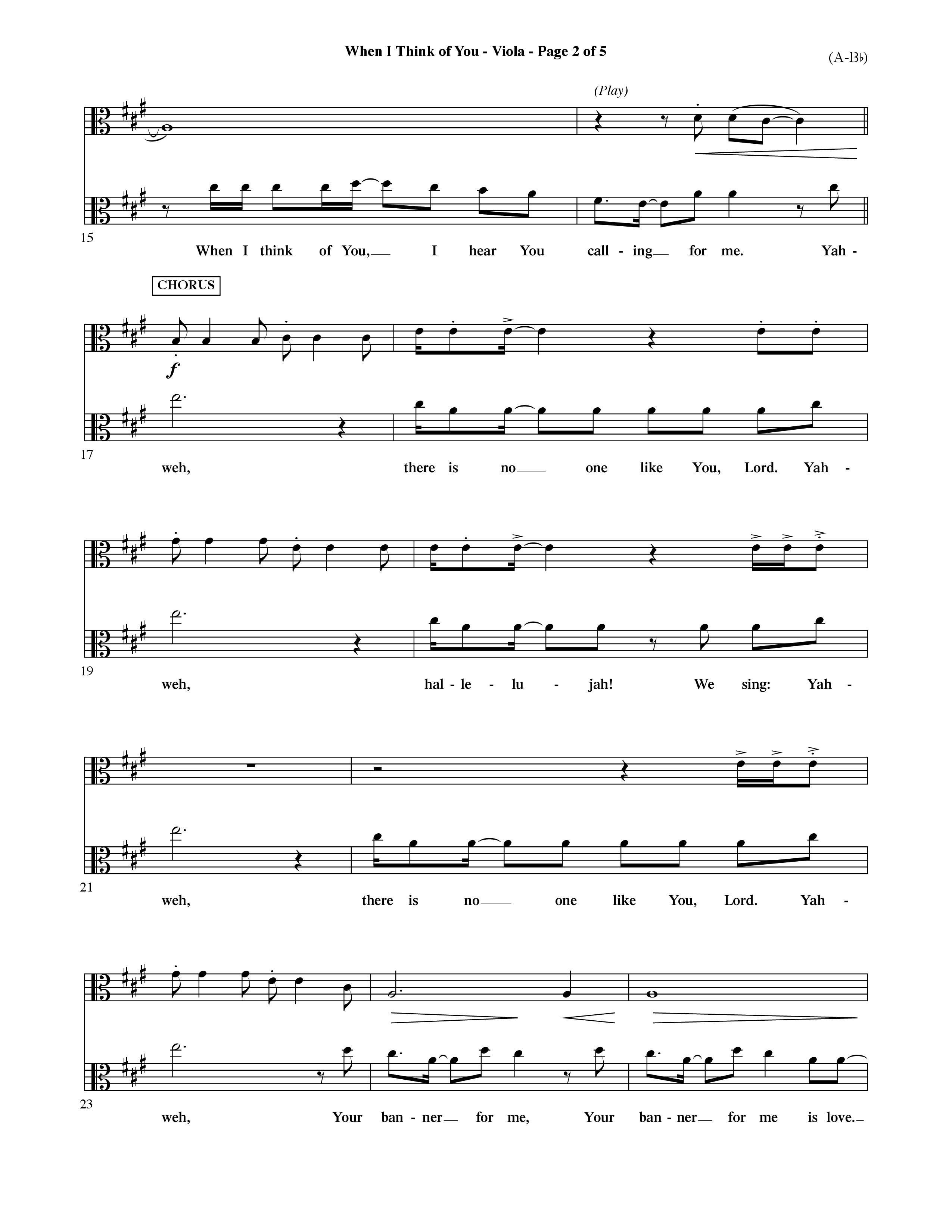 When I Think Of You (Choral Anthem SATB) Viola (Word Music Choral / Orch. David Shipps)