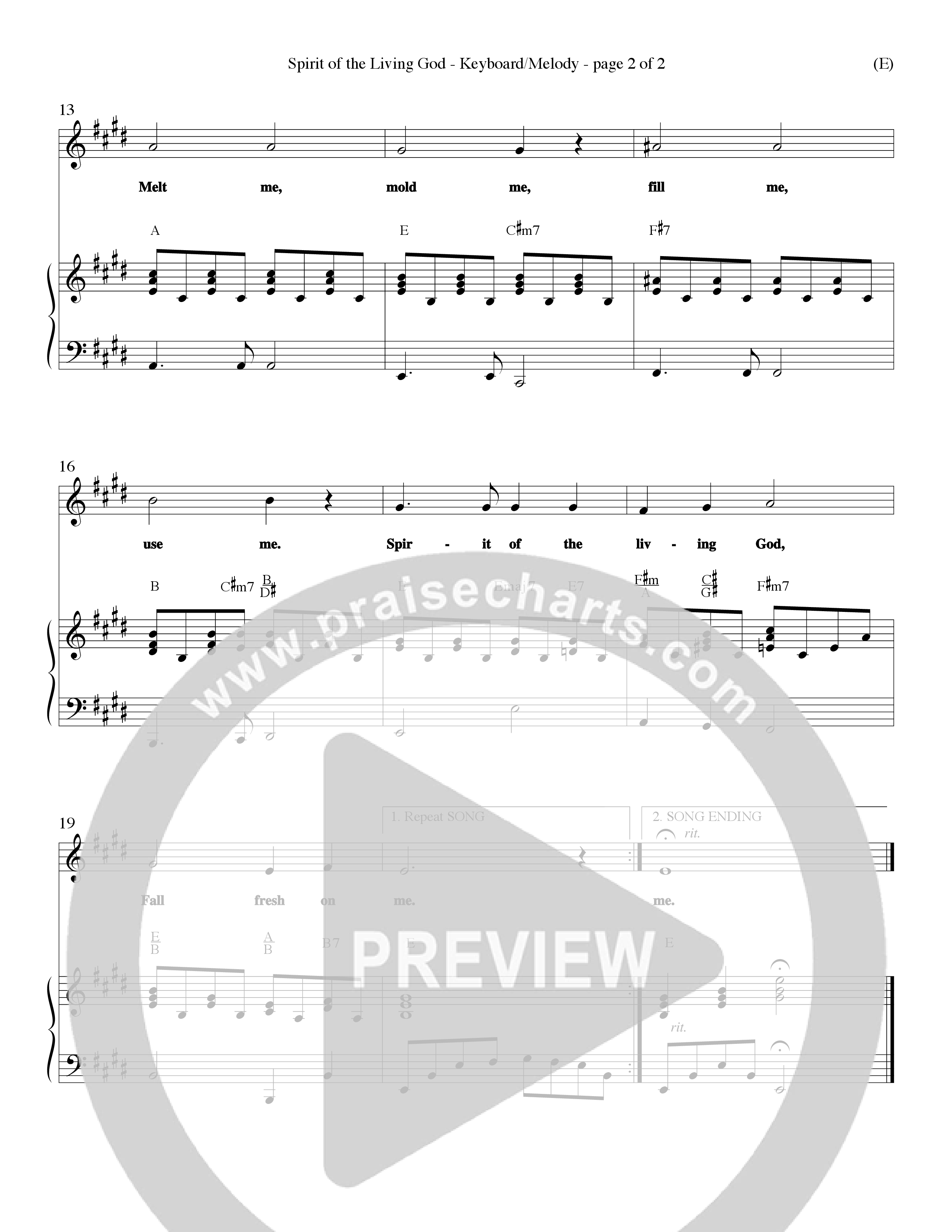 Spirit Of The Living God (Choral Anthem SATB) Keyboard/Vocal (SATB) (Word Music Choral / Orch. Bruce Greer)