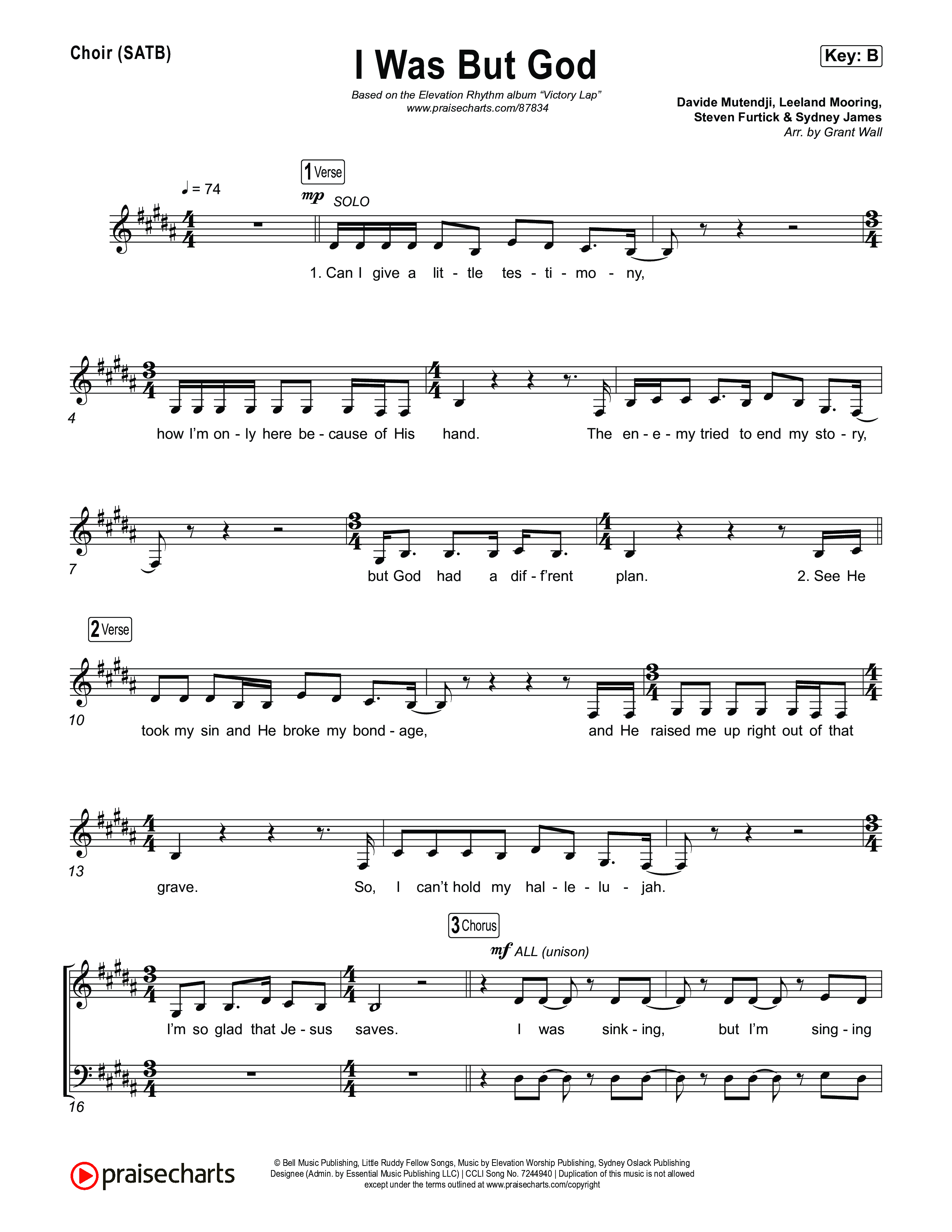 I Was But God Choir Sheet (SATB) (ELEVATION RHYTHM)