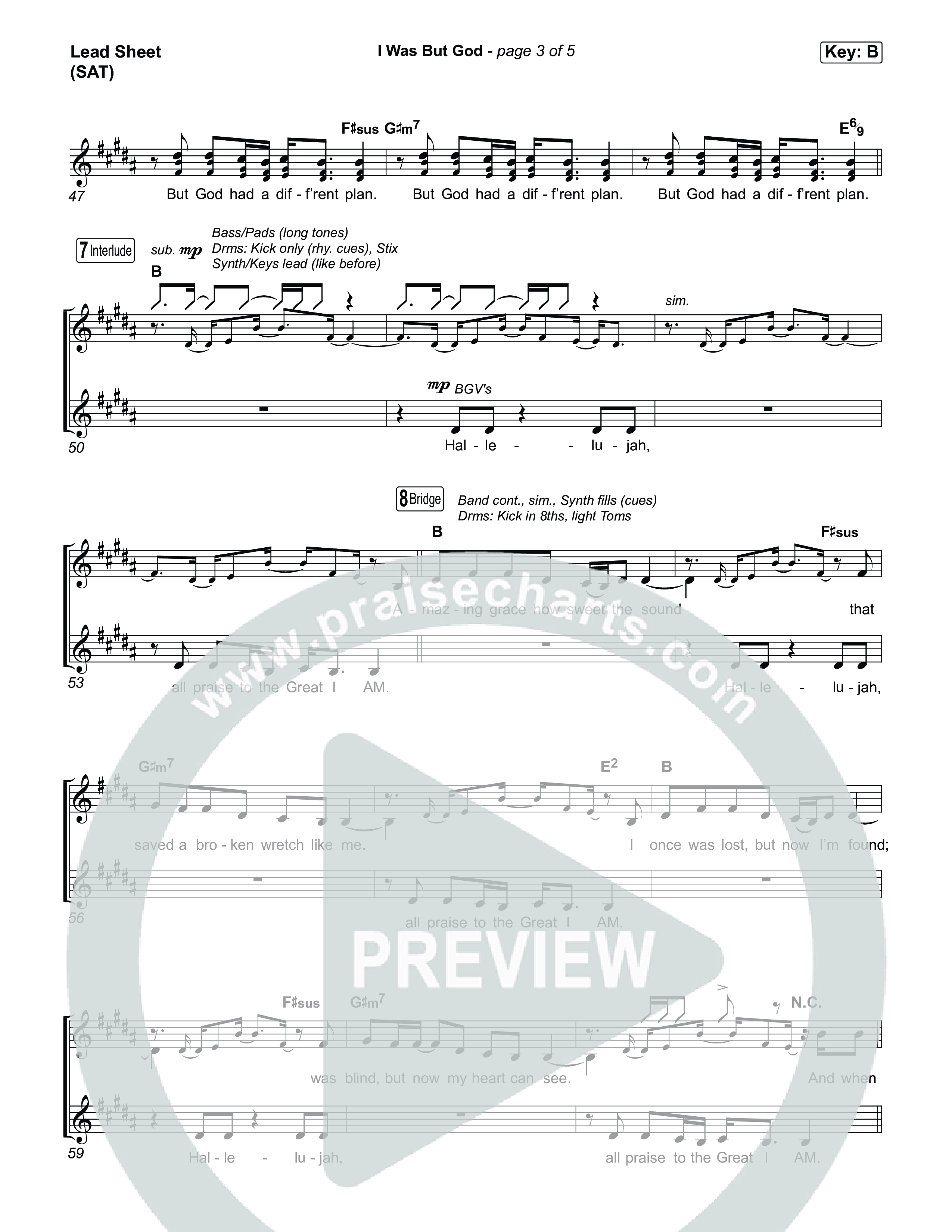 I Was But God Lead Sheet (SAT) (ELEVATION RHYTHM)