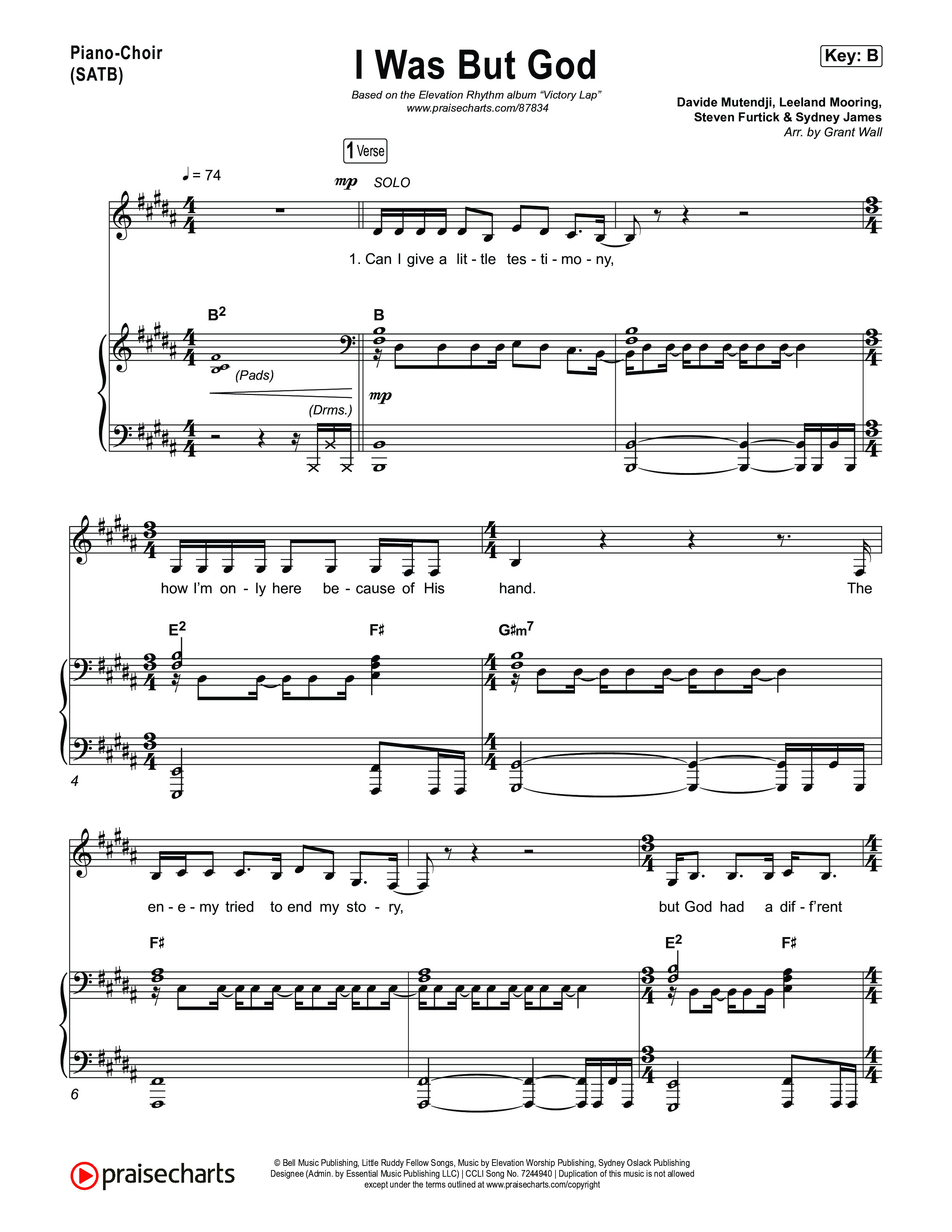 I Was But God Piano/Vocal (SATB) (ELEVATION RHYTHM)