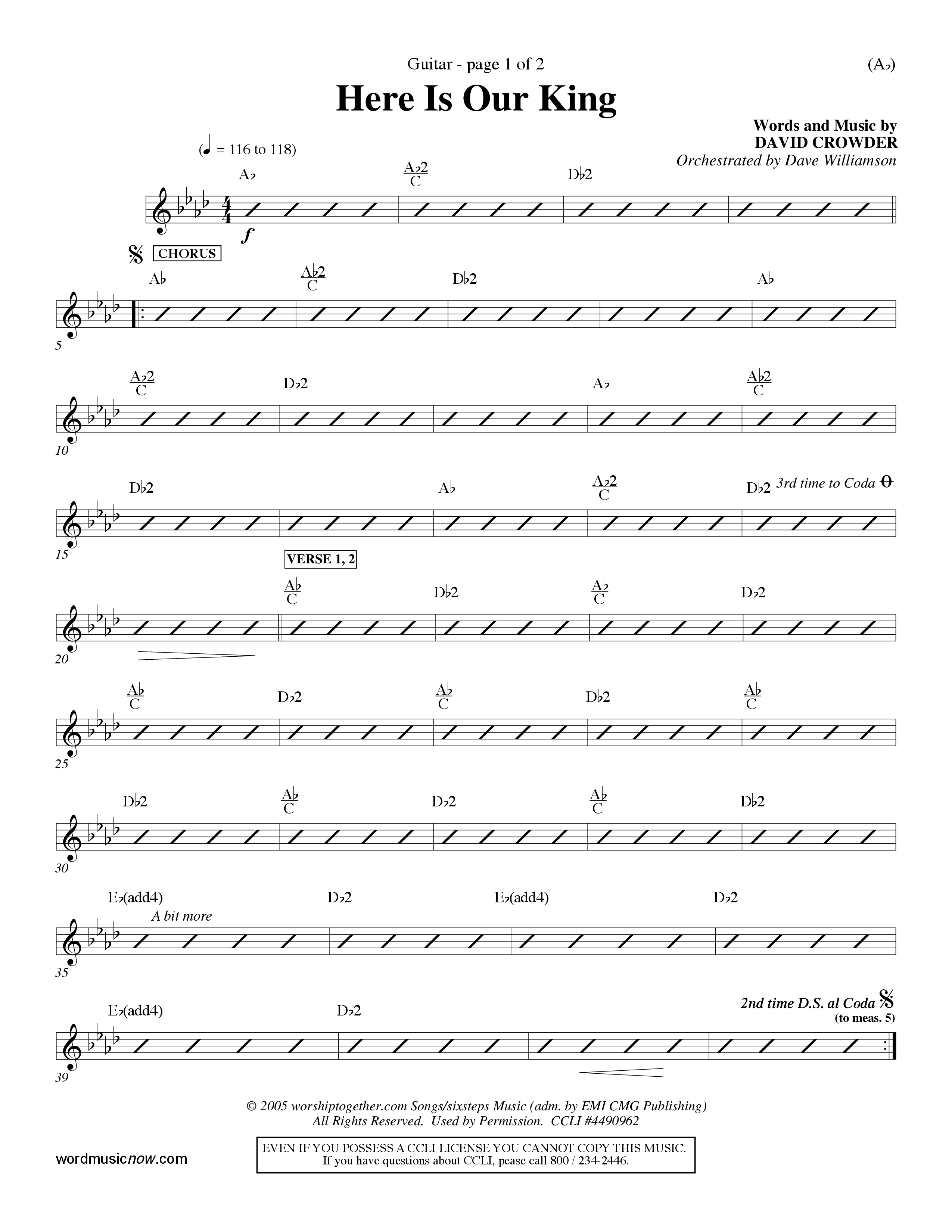 Here Is Our King (Choral Anthem SATB) Acoustic Guitar (Word Music Choral / Orch. Dave Williamson)