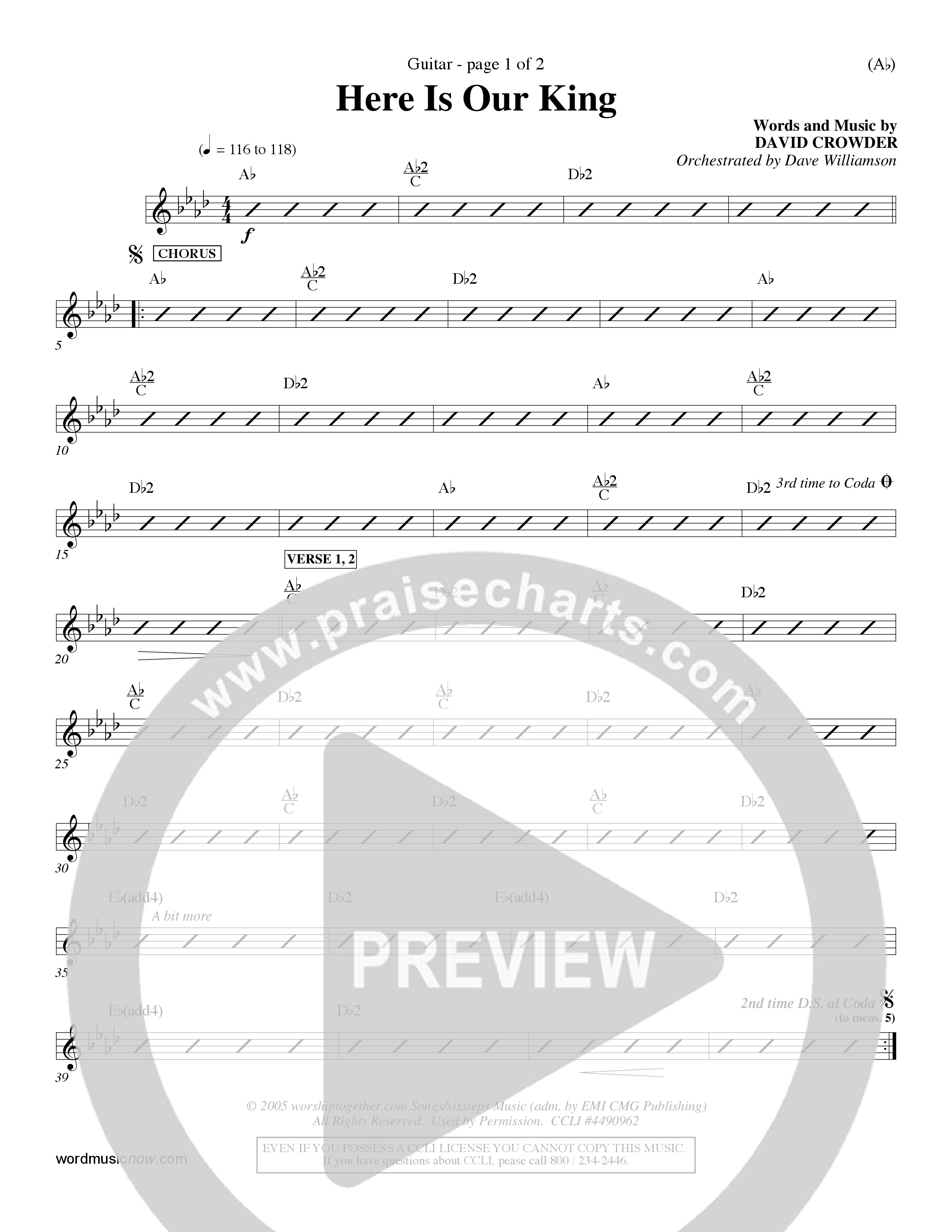 Here Is Our King (Choral Anthem SATB) Acoustic Guitar (Word Music Choral / Orch. Dave Williamson)