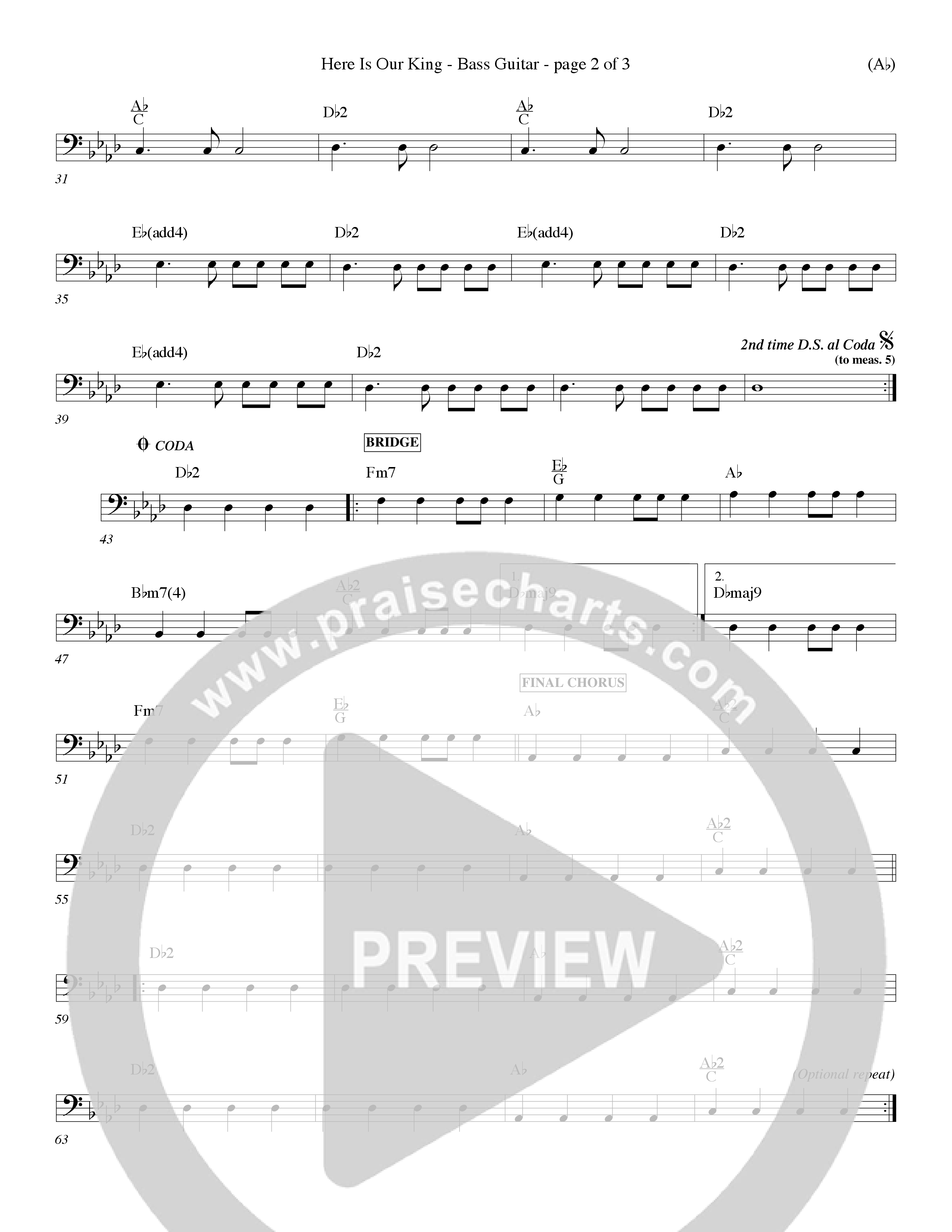 Here Is Our King (Choral Anthem SATB) Bass Guitar (Word Music Choral / Orch. Dave Williamson)