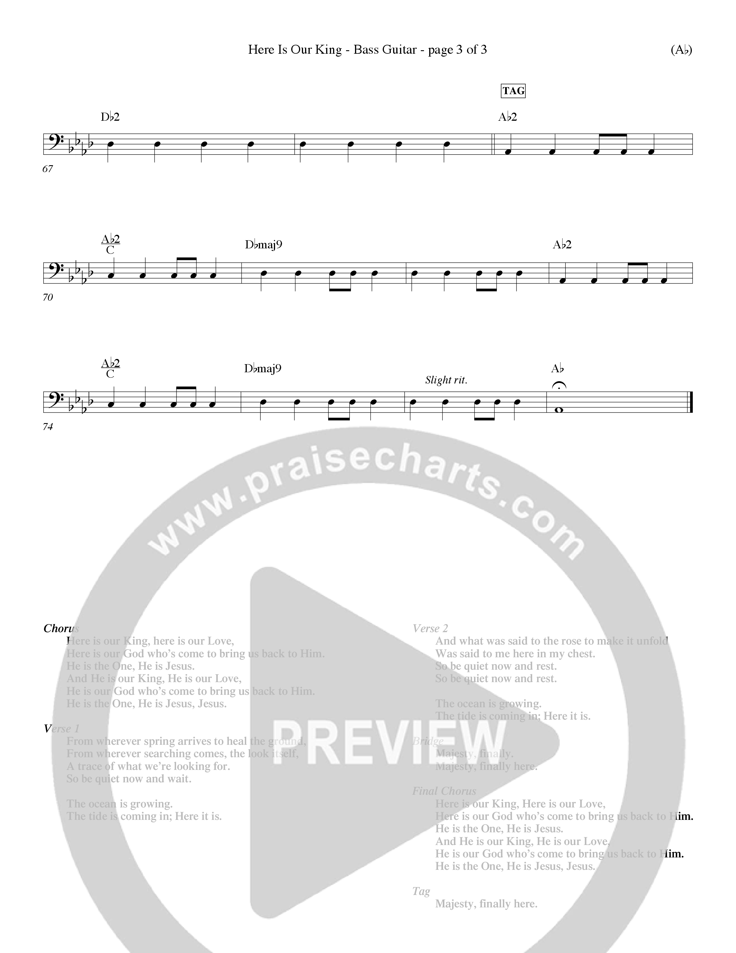 Here Is Our King (Choral Anthem SATB) Bass Guitar (Word Music Choral / Orch. Dave Williamson)