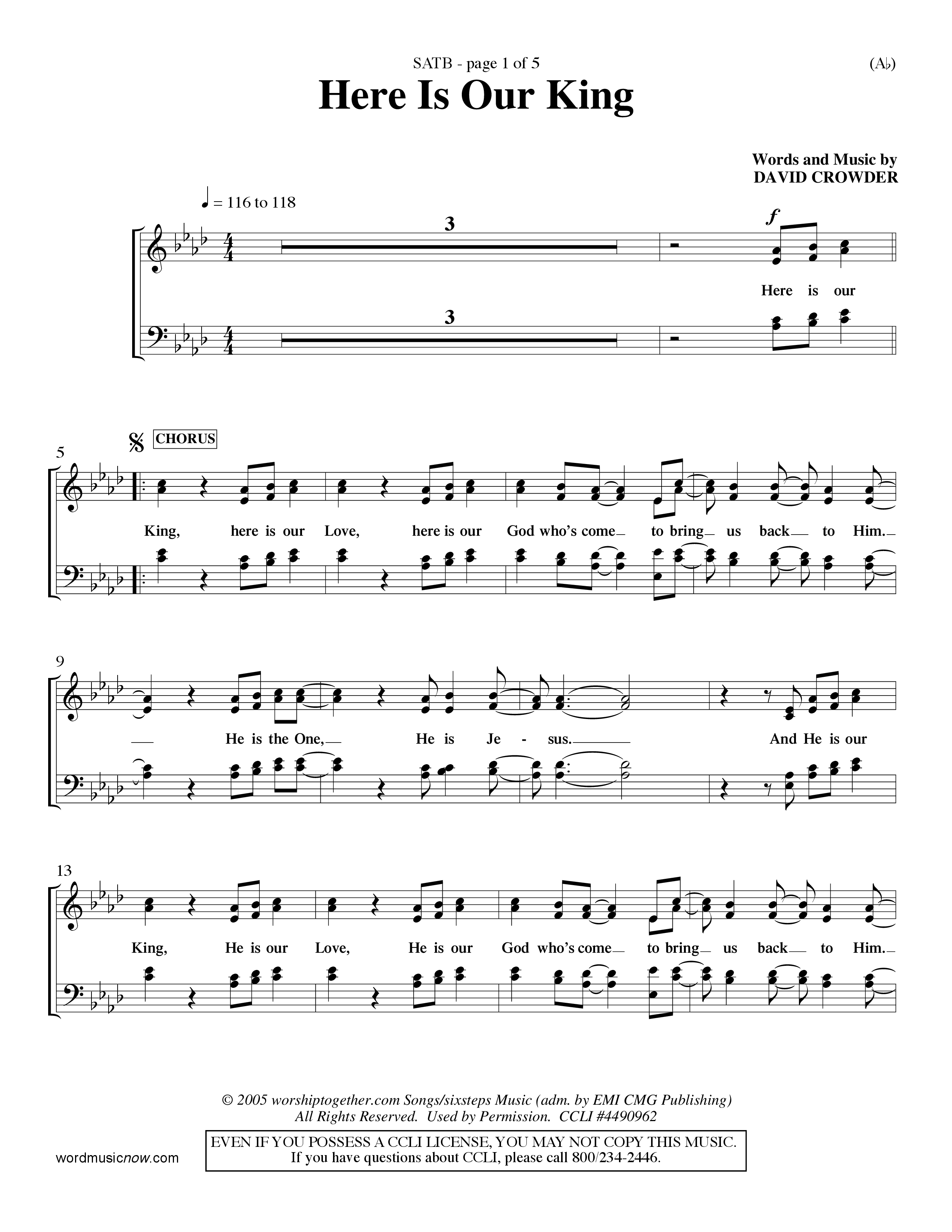 Here Is Our King (Choral Anthem SATB) Choir Sheet (SATB) (Word Music Choral / Orch. Dave Williamson)