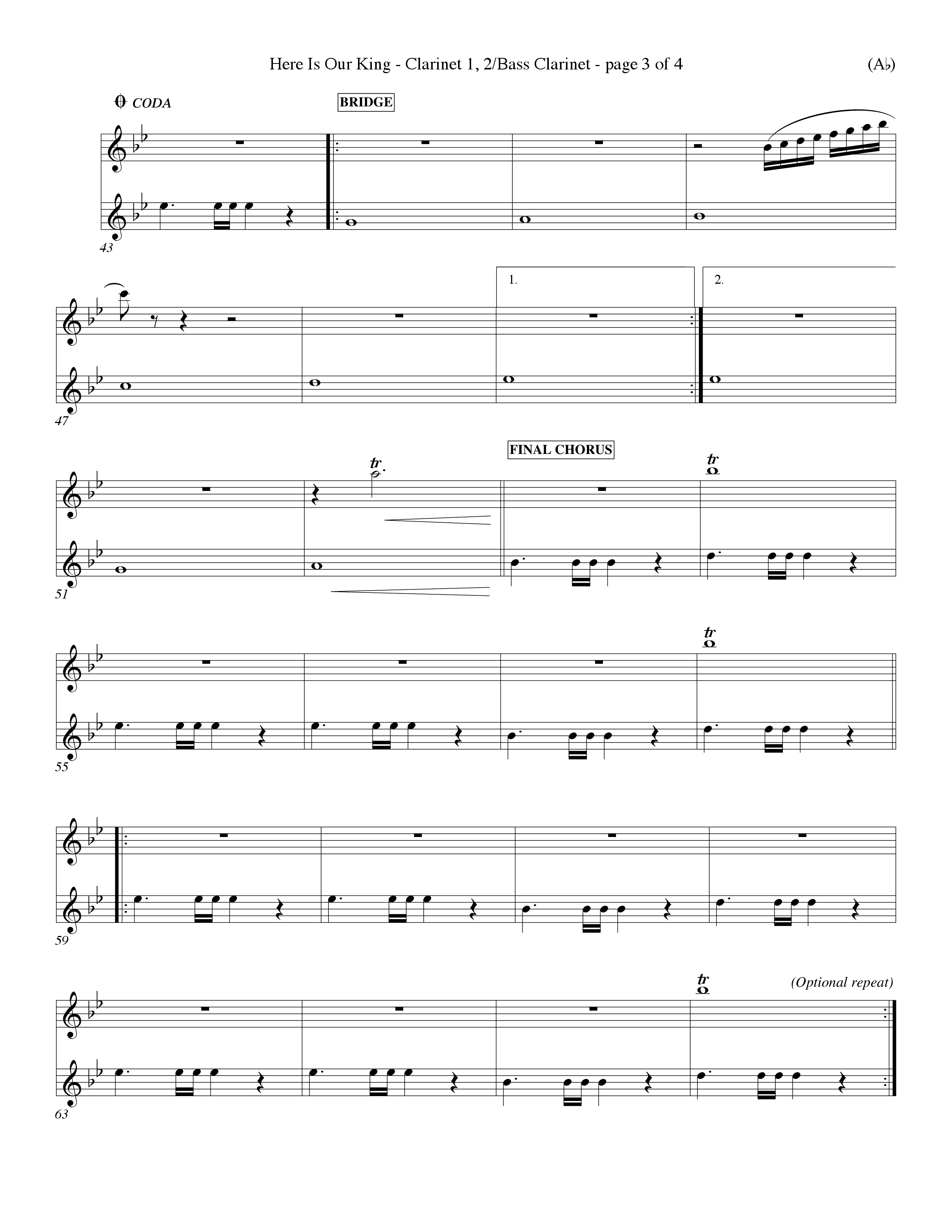 Here Is Our King (Choral Anthem SATB) Clarinet 1/2, Bass Clarinet (Word Music Choral / Orch. Dave Williamson)