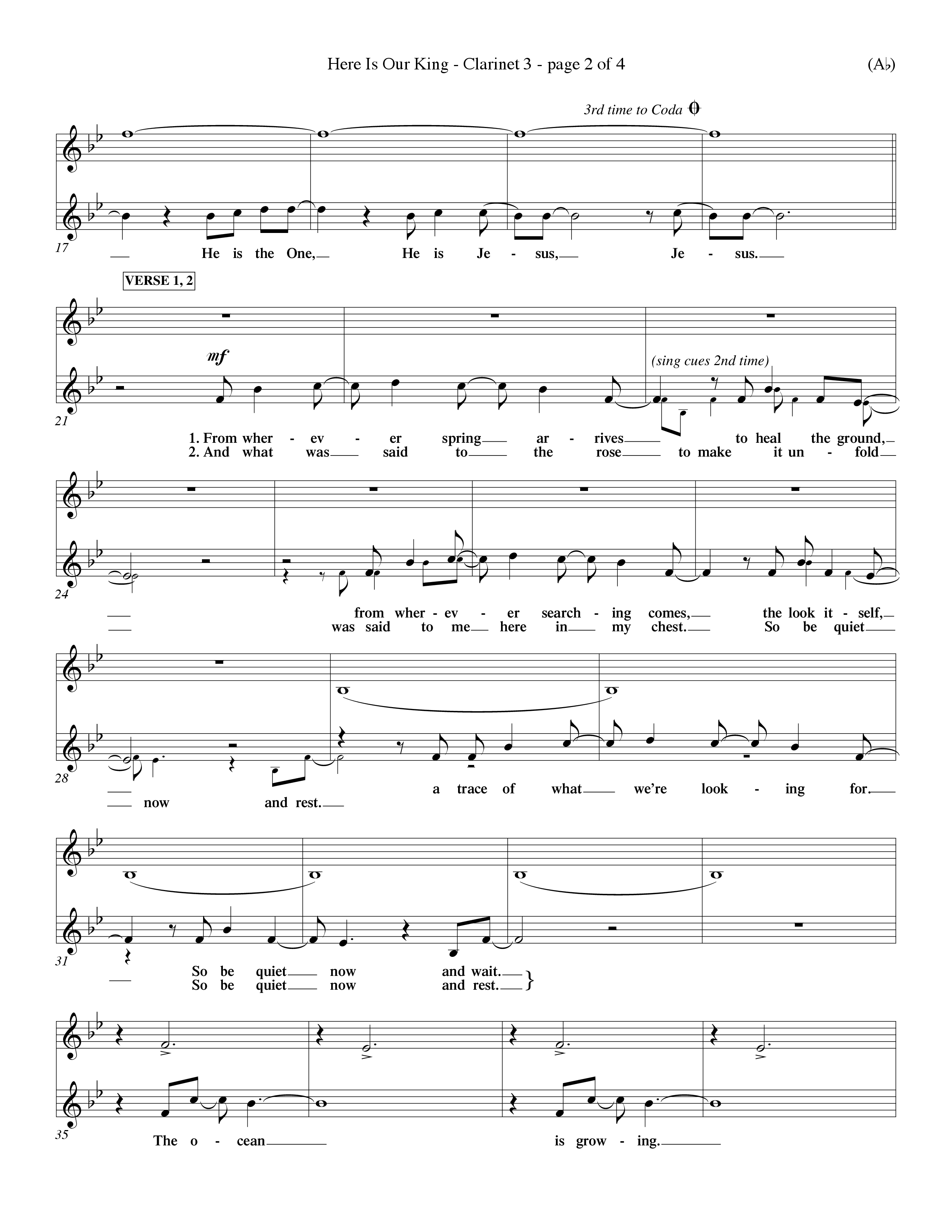 Here Is Our King (Choral Anthem SATB) Clarinet 3 (Word Music Choral / Orch. Dave Williamson)