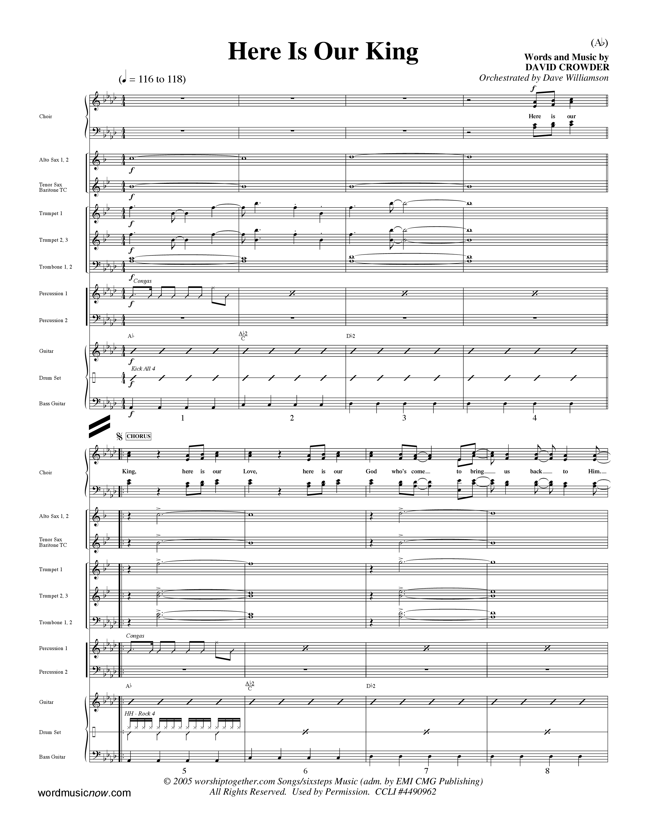 Here Is Our King (Choral Anthem SATB) Conductor's Score (Word Music Choral / Orch. Dave Williamson)