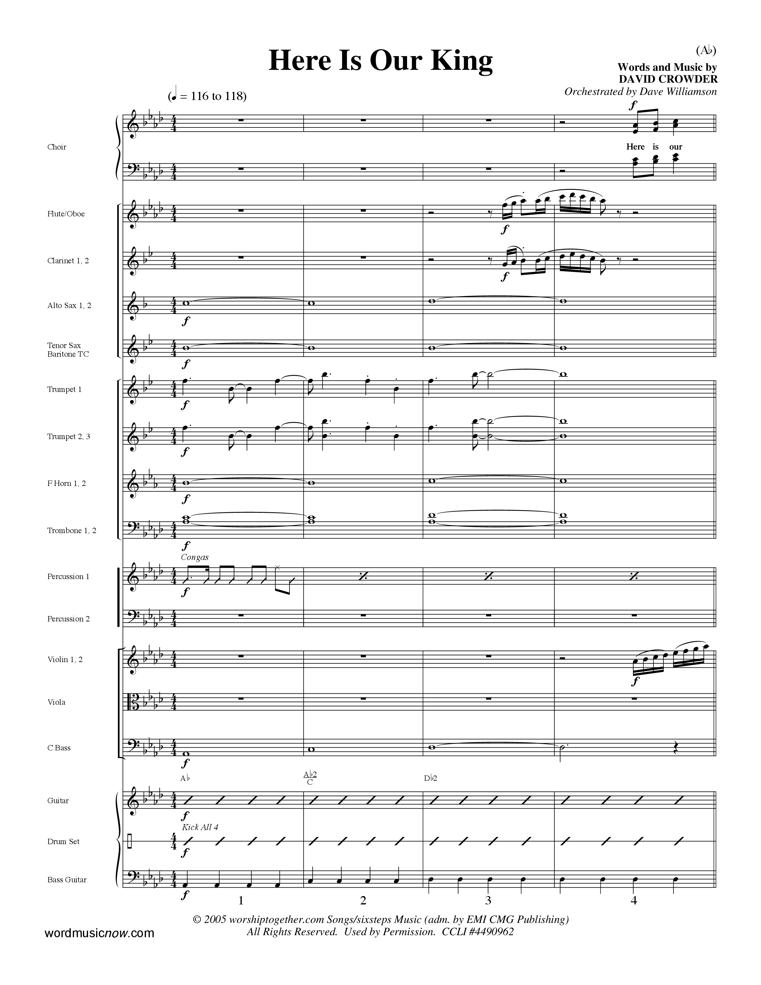 Here Is Our King (Choral Anthem SATB) Orchestration (Word Music Choral / Orch. Dave Williamson)