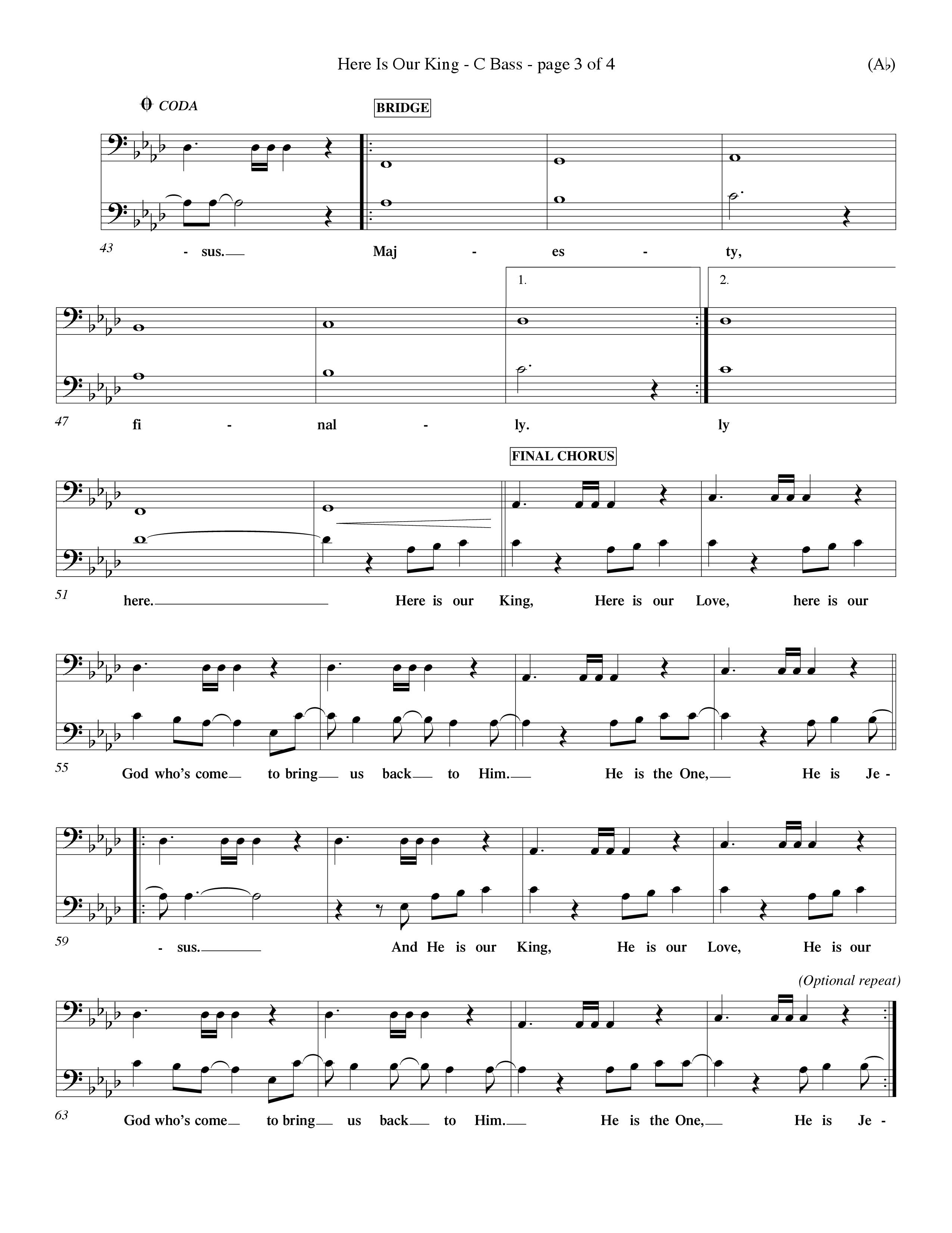 Here Is Our King (Choral Anthem SATB) Contrabass (Word Music Choral / Orch. Dave Williamson)