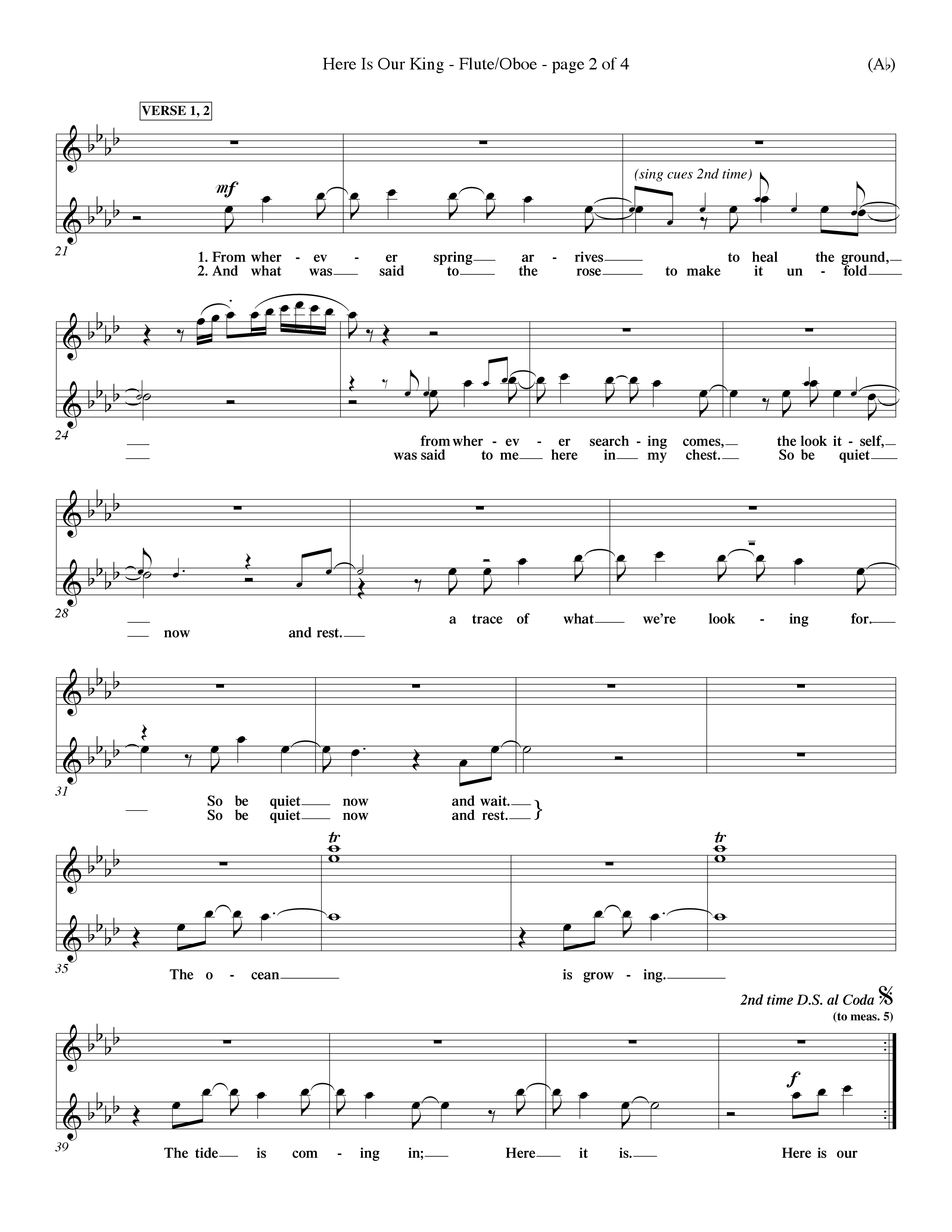 Here Is Our King (Choral Anthem SATB) Flute/Oboe (Word Music Choral / Orch. Dave Williamson)