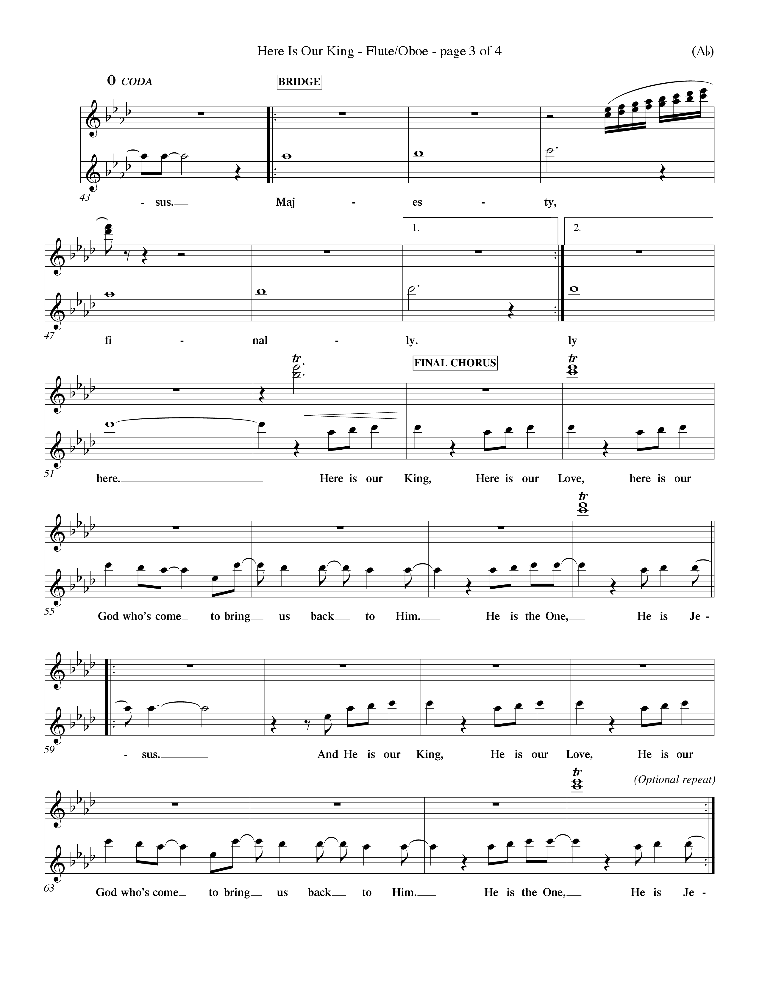 Here Is Our King (Choral Anthem SATB) Flute/Oboe (Word Music Choral / Orch. Dave Williamson)