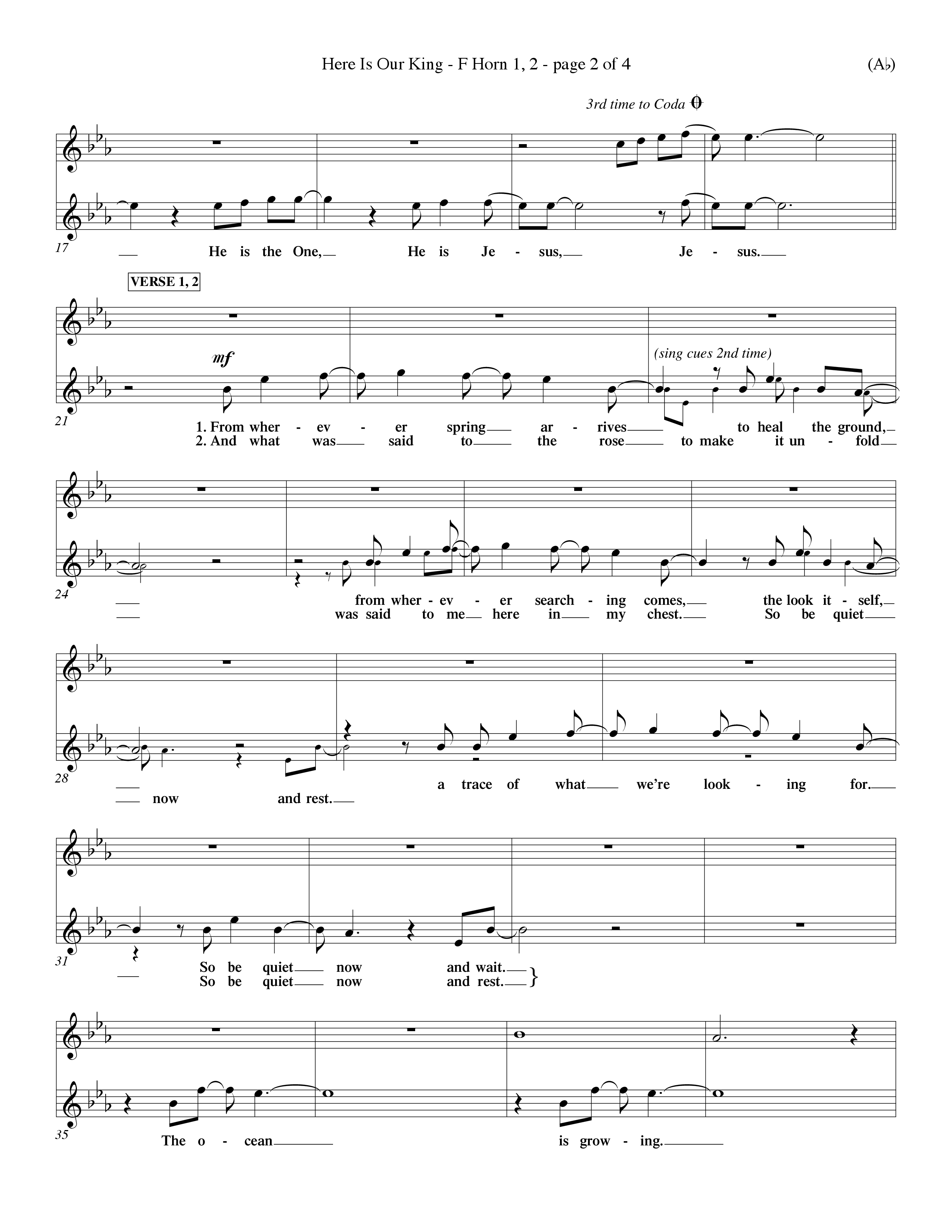 Here Is Our King (Choral Anthem SATB) French Horn (Word Music Choral / Orch. Dave Williamson)