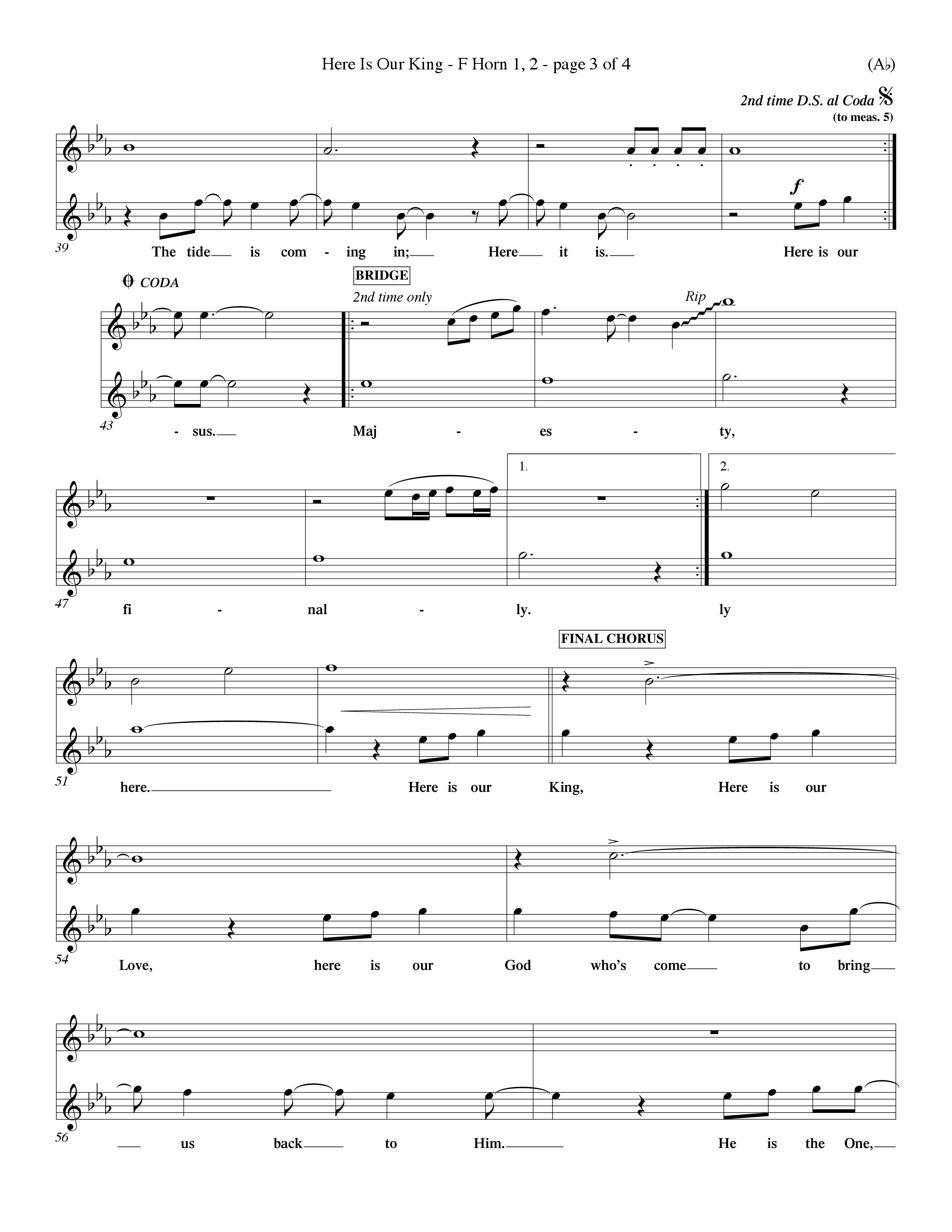 Here Is Our King (Choral Anthem SATB) French Horn (Word Music Choral / Orch. Dave Williamson)