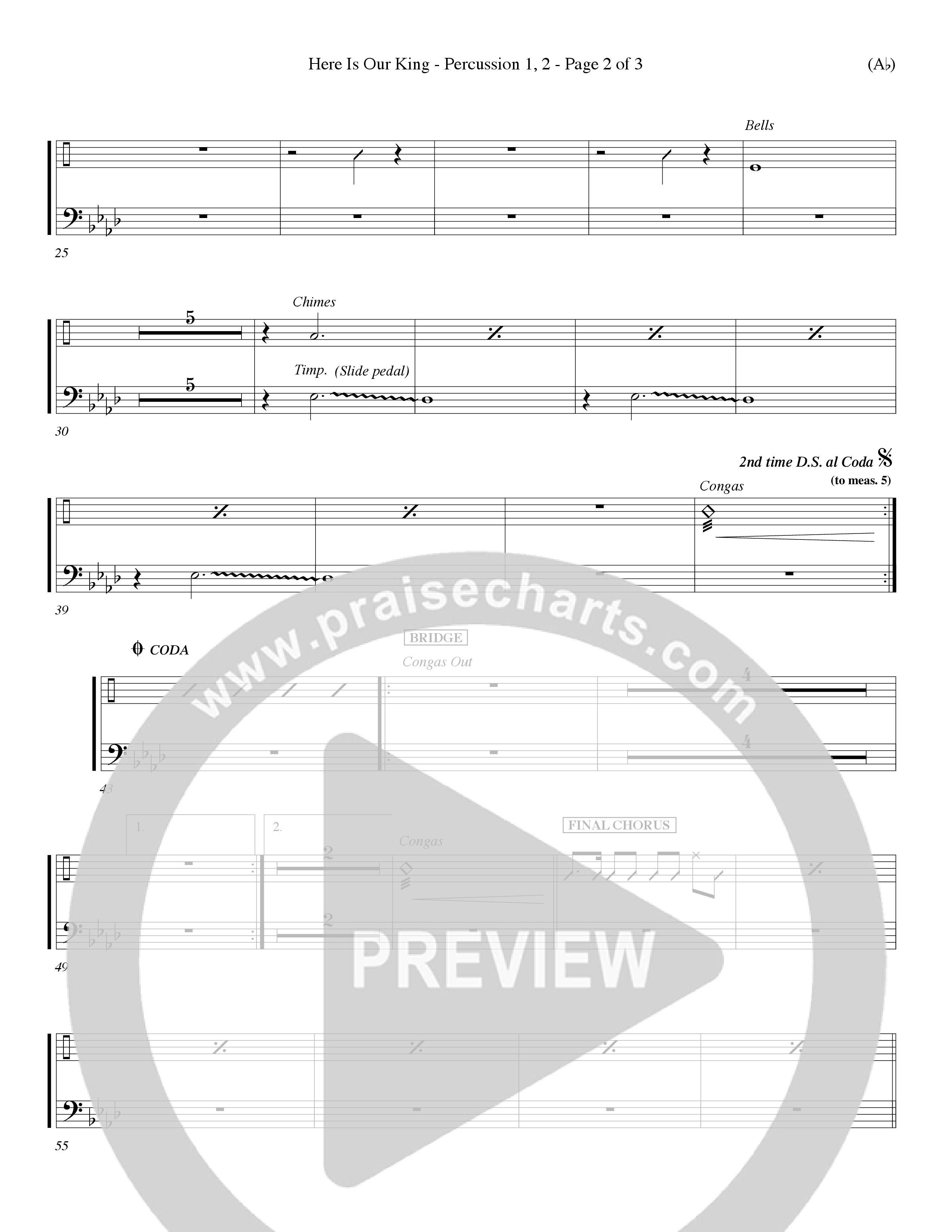 Here Is Our King (Choral Anthem SATB) Percussion 1/2 (Word Music Choral / Orch. Dave Williamson)