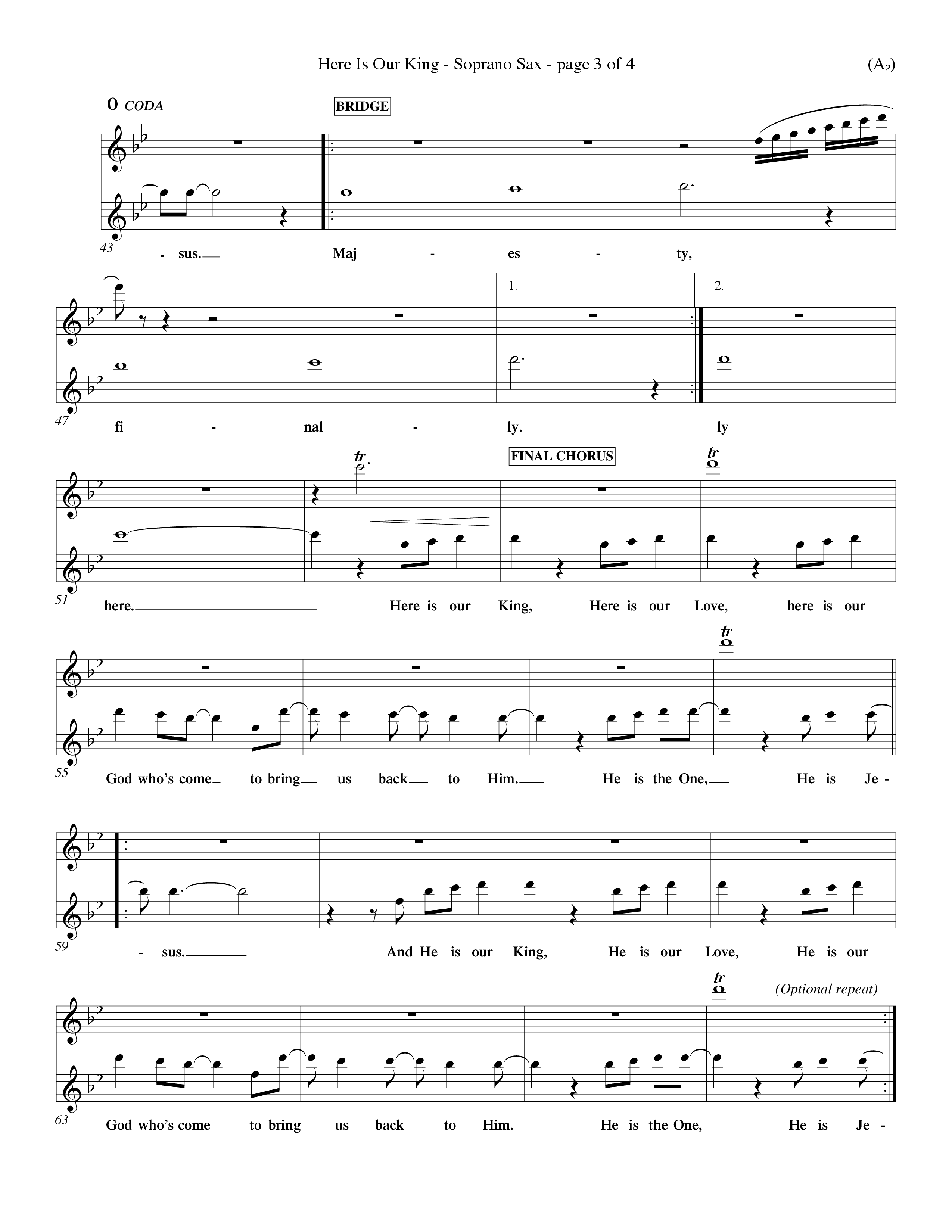 Here Is Our King (Choral Anthem SATB) Saxophone (Word Music Choral / Orch. Dave Williamson)