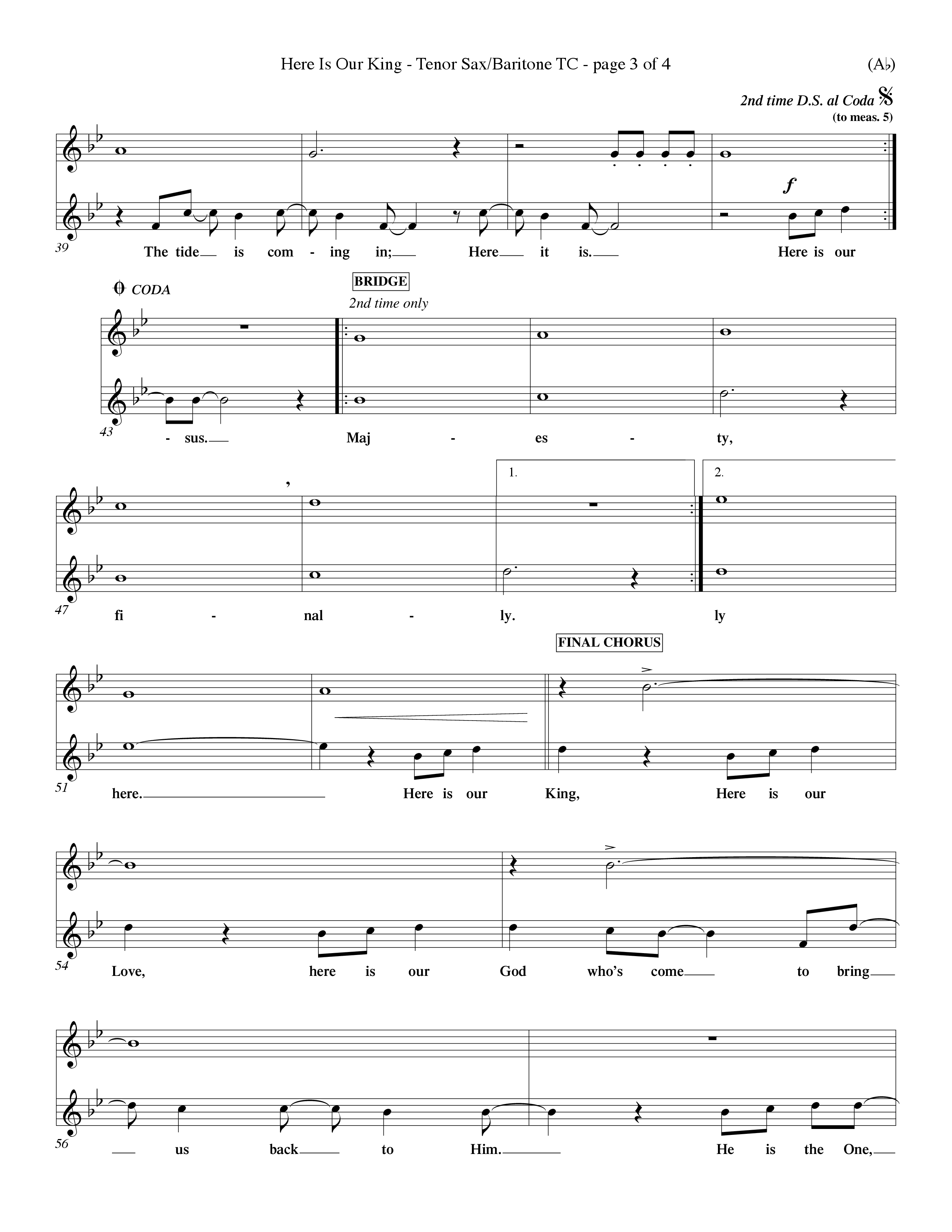 Here Is Our King (Choral Anthem SATB) Tenor Sax/Baritone T.C. (Word Music Choral / Orch. Dave Williamson)