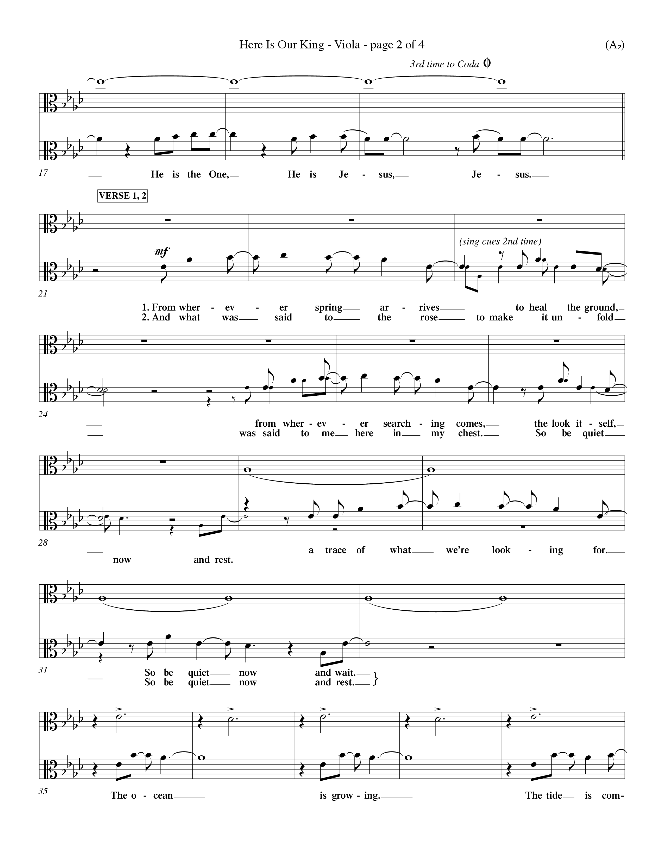 Here Is Our King (Choral Anthem SATB) Viola (Word Music Choral / Orch. Dave Williamson)