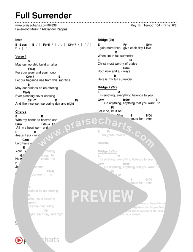 Full Surrender Chords & Lyrics (Lakewood Music / Alexander Pappas)