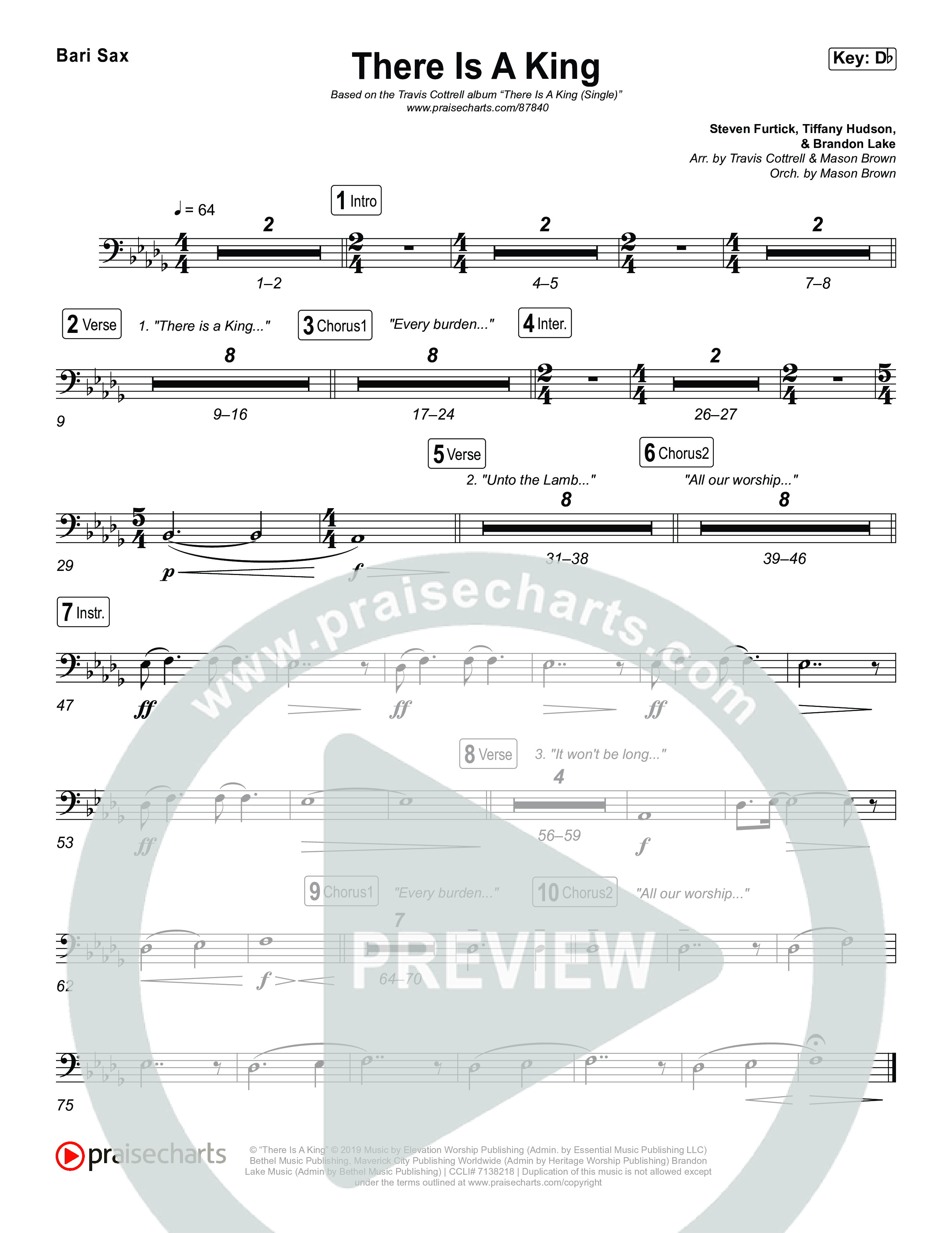 There Is A King (Choral/SATB) Bari Sax (Travis Cottrell / Arr. Mason Brown)