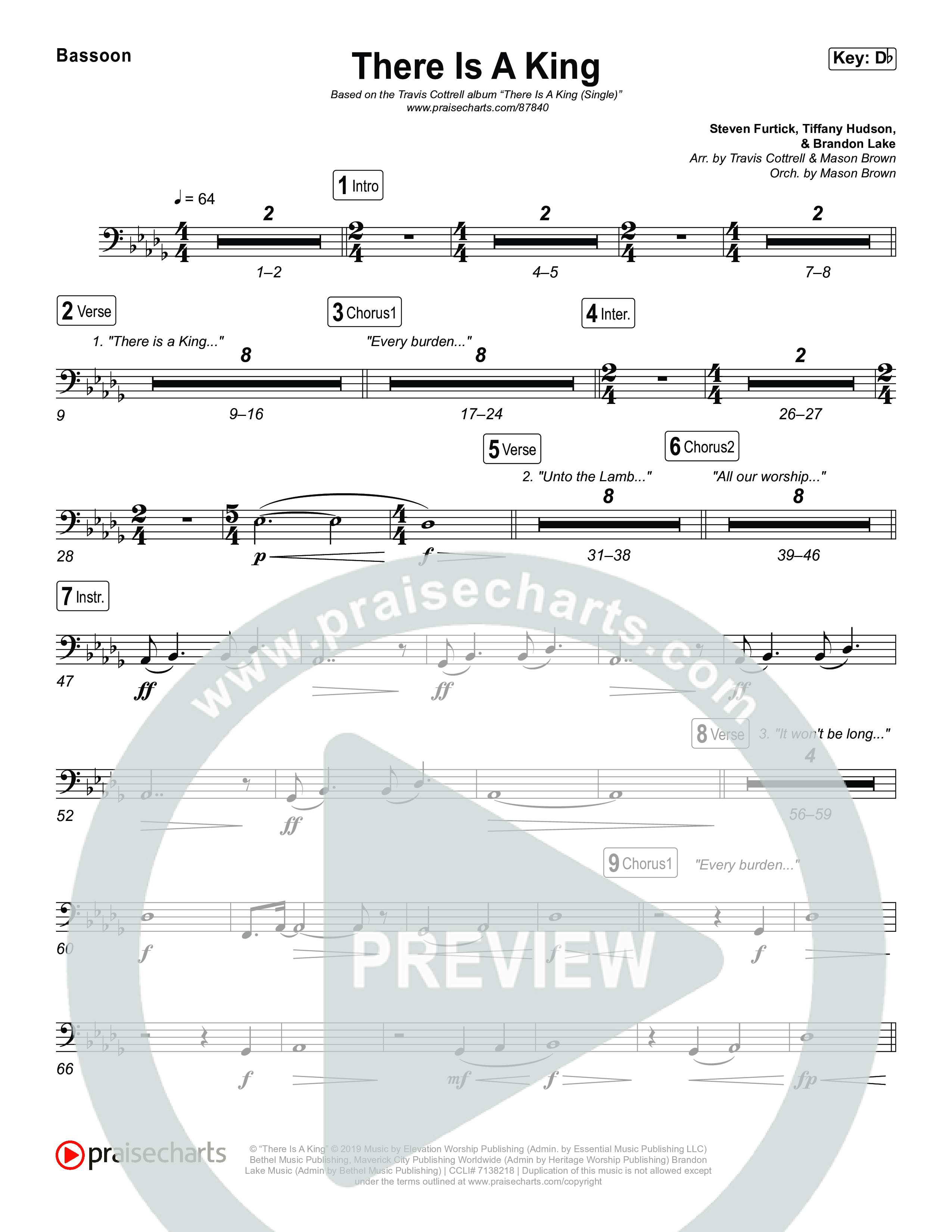 There Is A King (Choral/SATB) Bassoon (Travis Cottrell / Arr. Mason Brown)