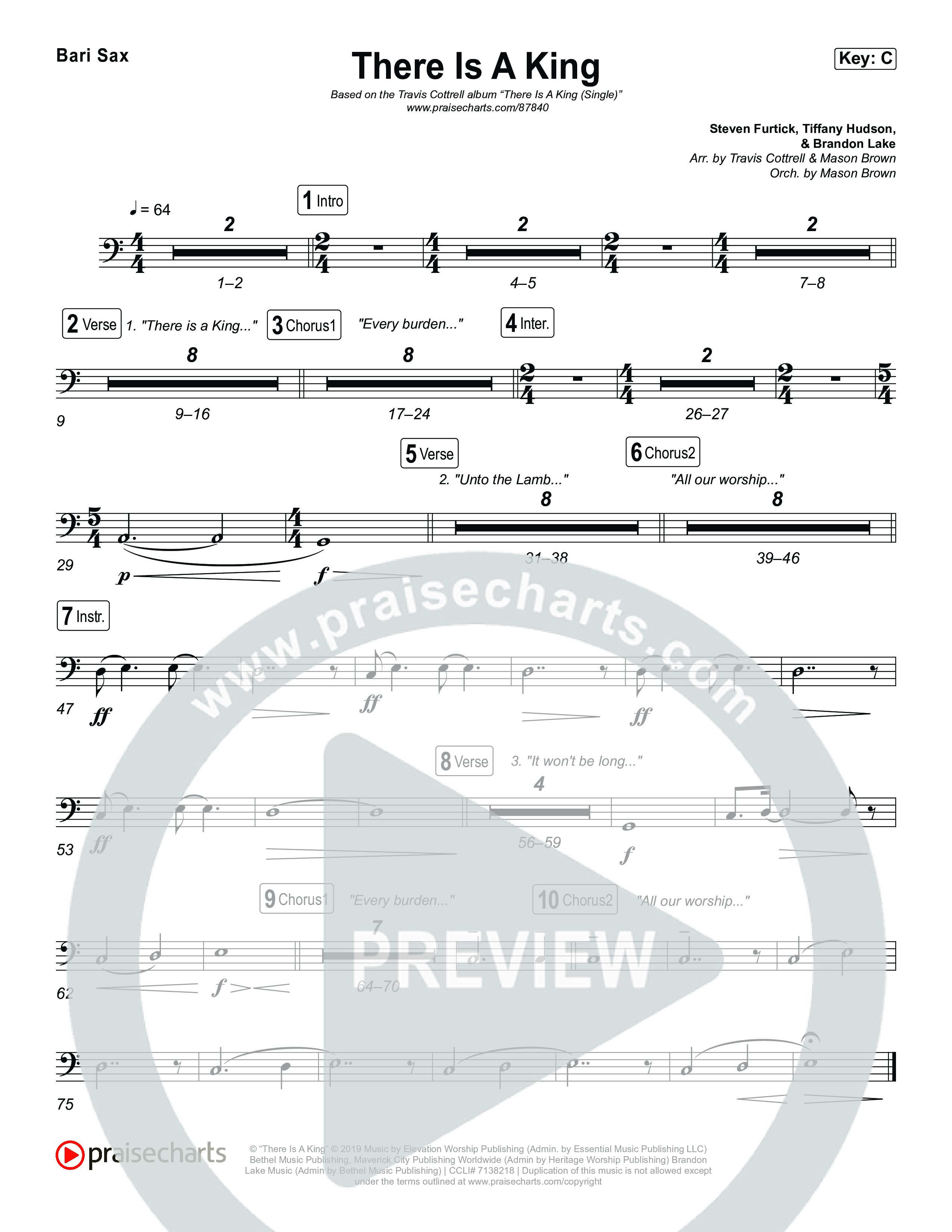 There Is A King (Choral/SATB) Bari Sax (Travis Cottrell / Arr. Mason Brown)
