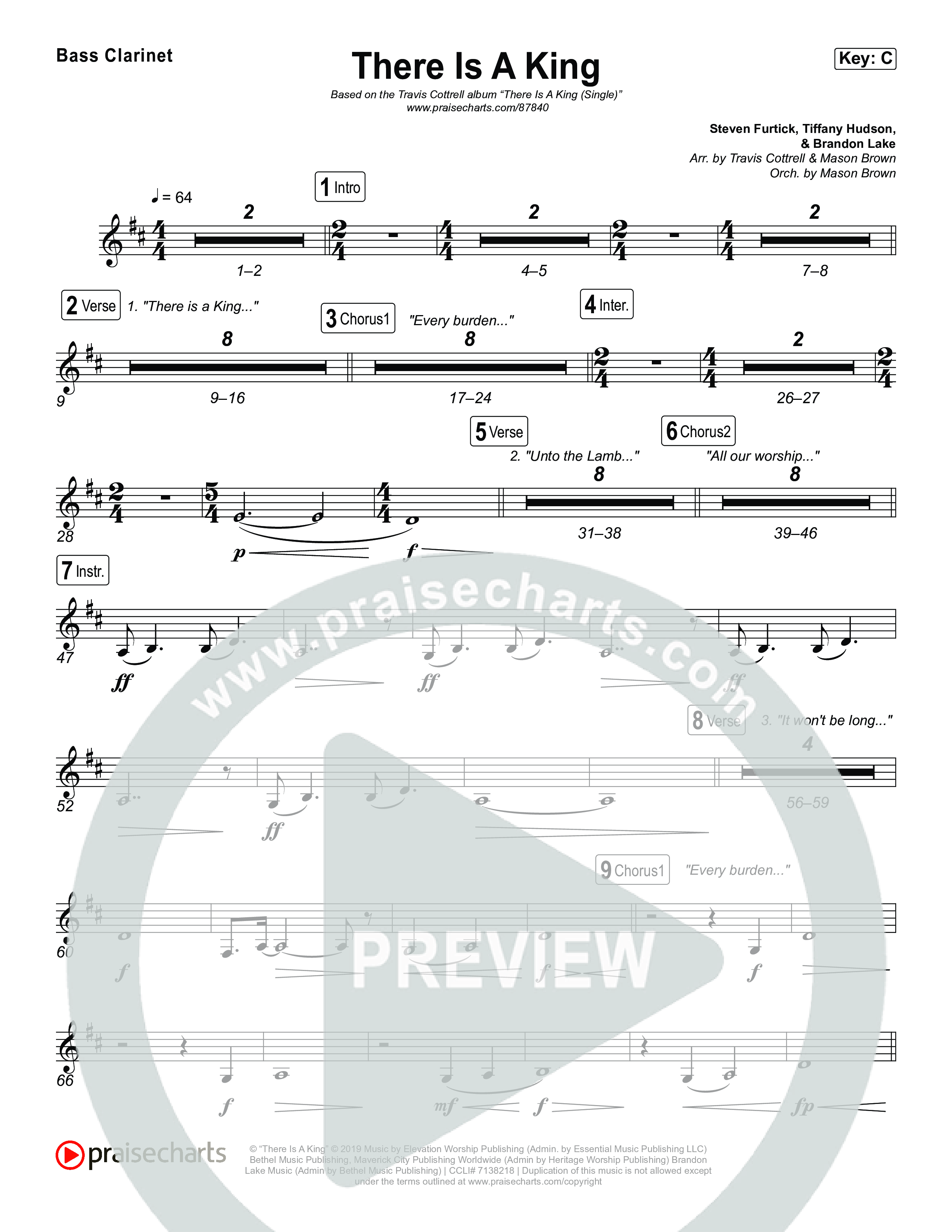 There Is A King (Choral/SATB) Clarinet 1,2 (Travis Cottrell / Arr. Mason Brown)