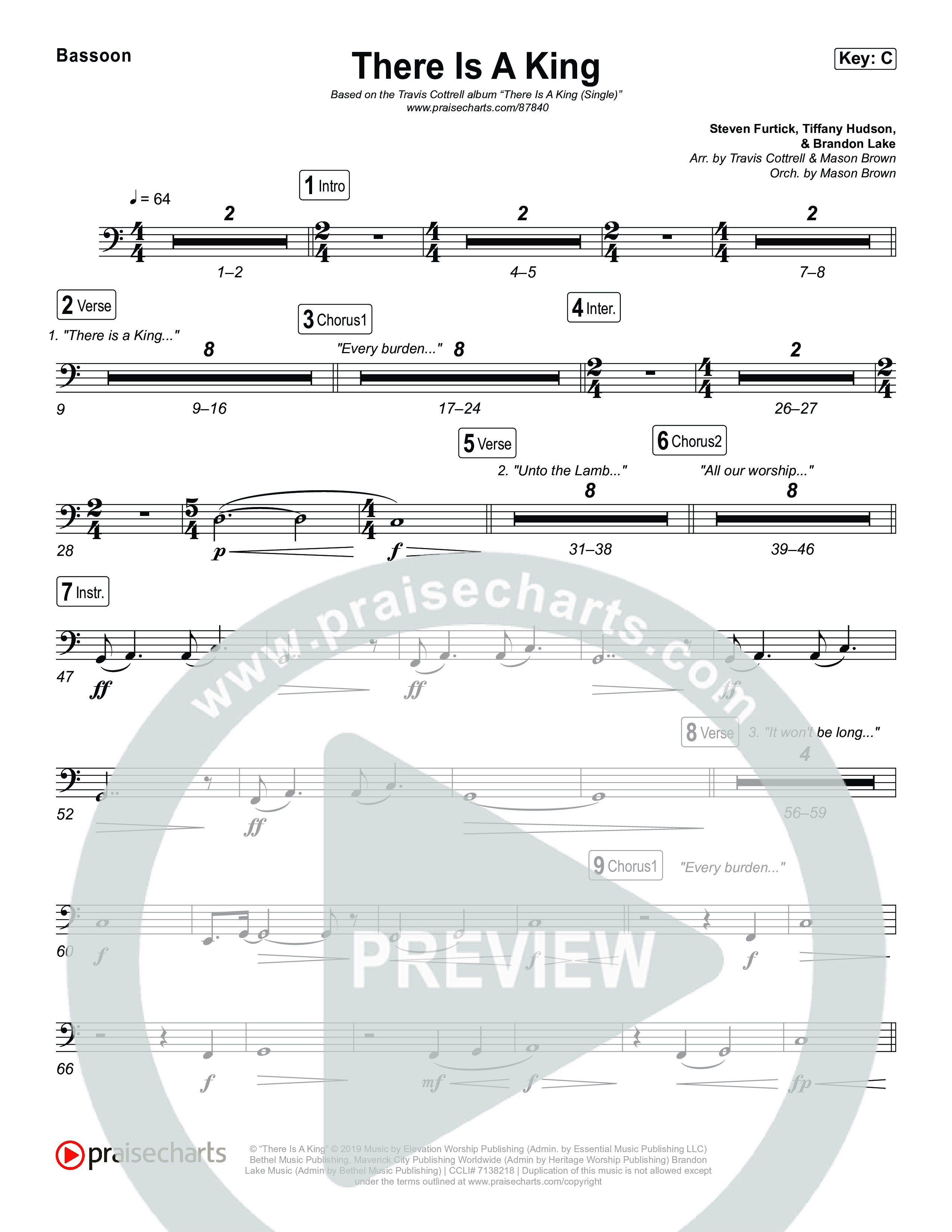 There Is A King (Choral/SATB) Bassoon (Travis Cottrell / Arr. Mason Brown)