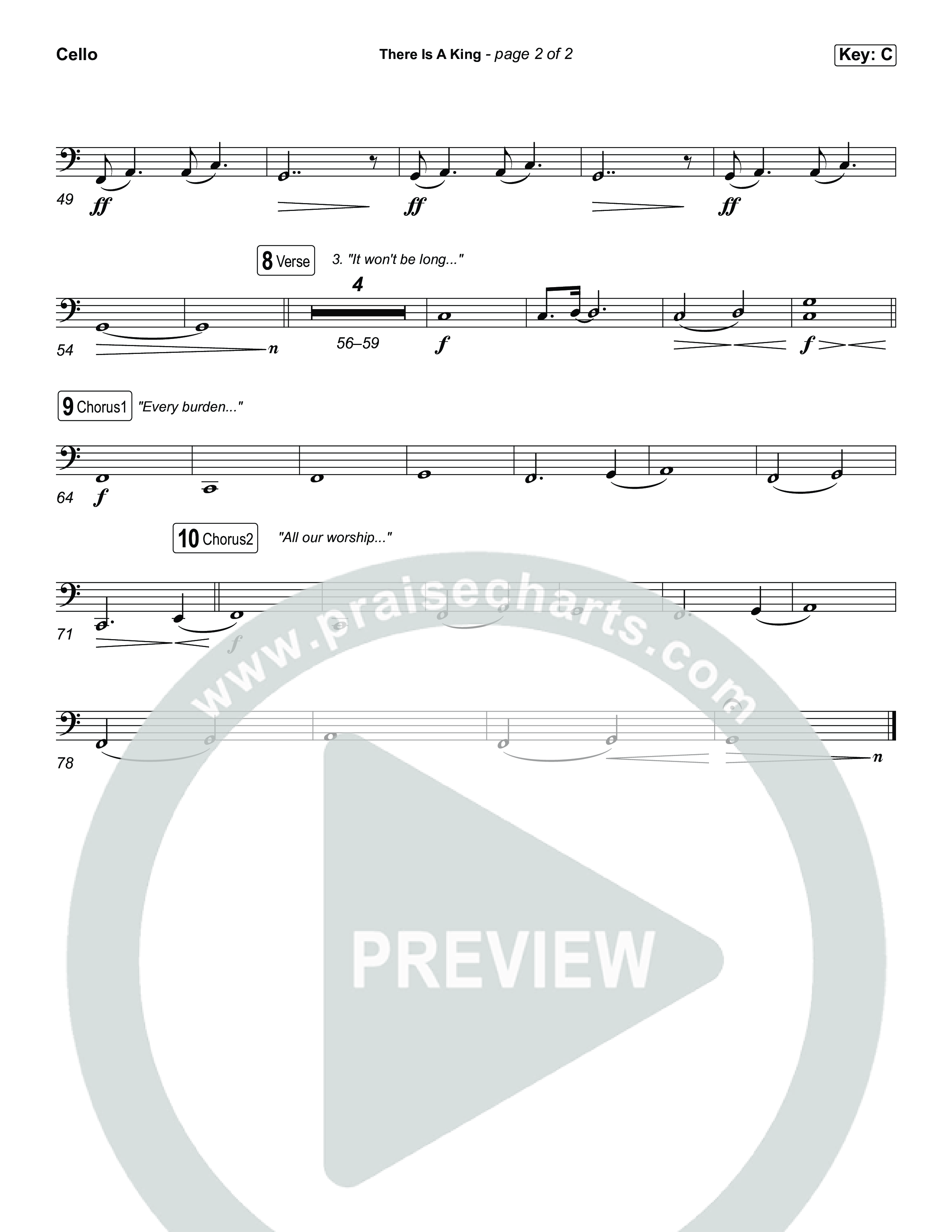 There Is A King (Choral/SATB) Cello (Travis Cottrell / Arr. Mason Brown)