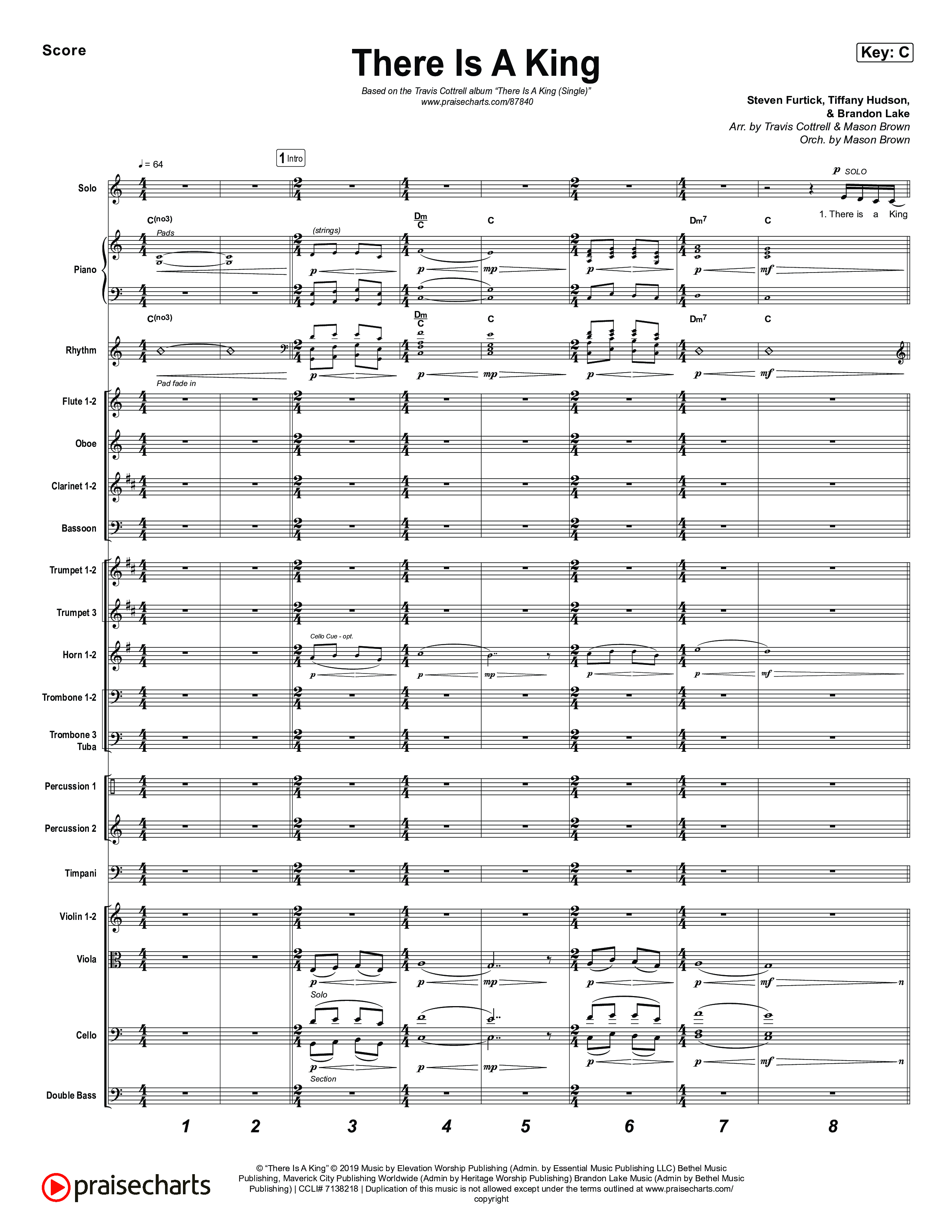 There Is A King (Choral/SATB) Orchestration (Travis Cottrell / Arr. Mason Brown)