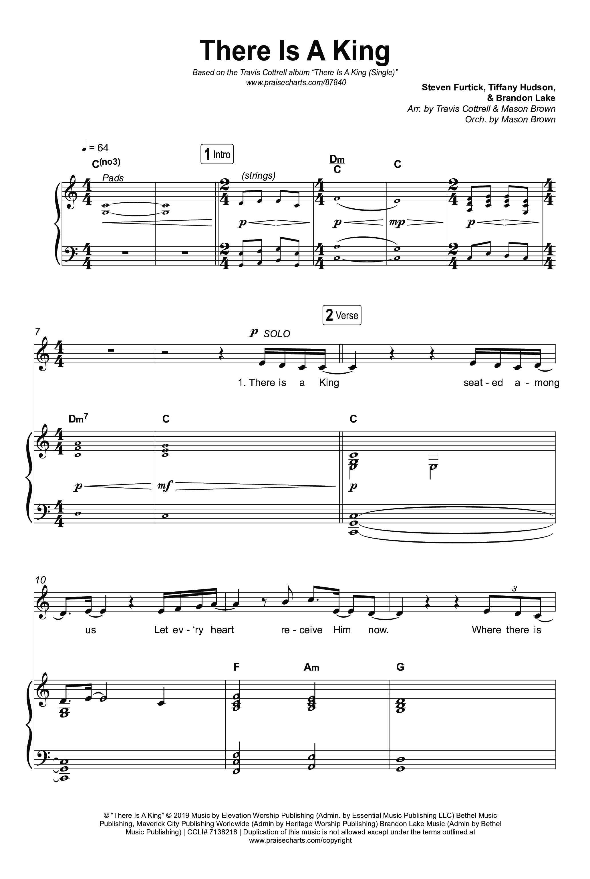 There Is A King (Choral/SATB) Octavo (SATB & Pno) (Travis Cottrell / Arr. Mason Brown)