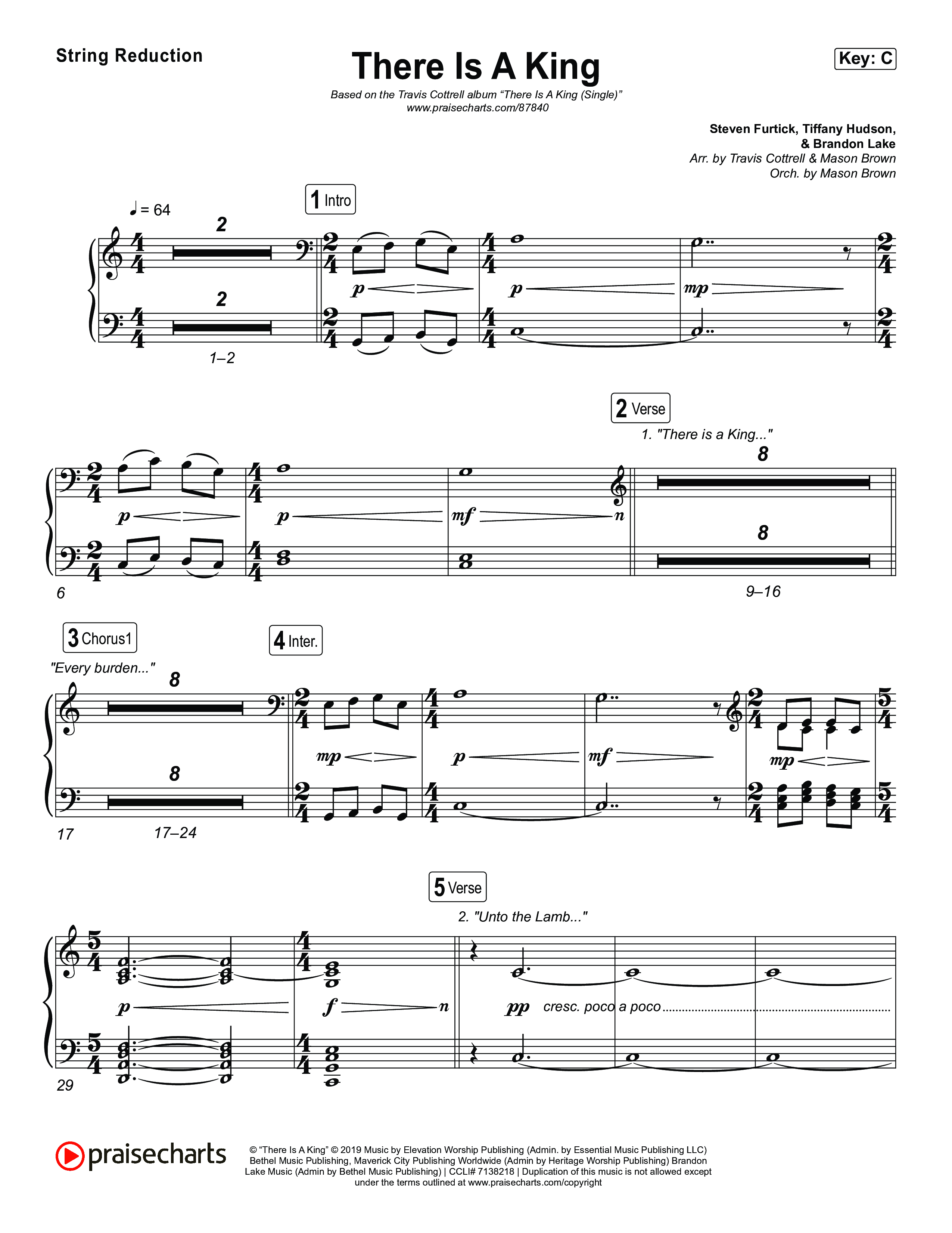 There Is A King (Choral/SATB) String Reduction (Travis Cottrell / Arr. Mason Brown)